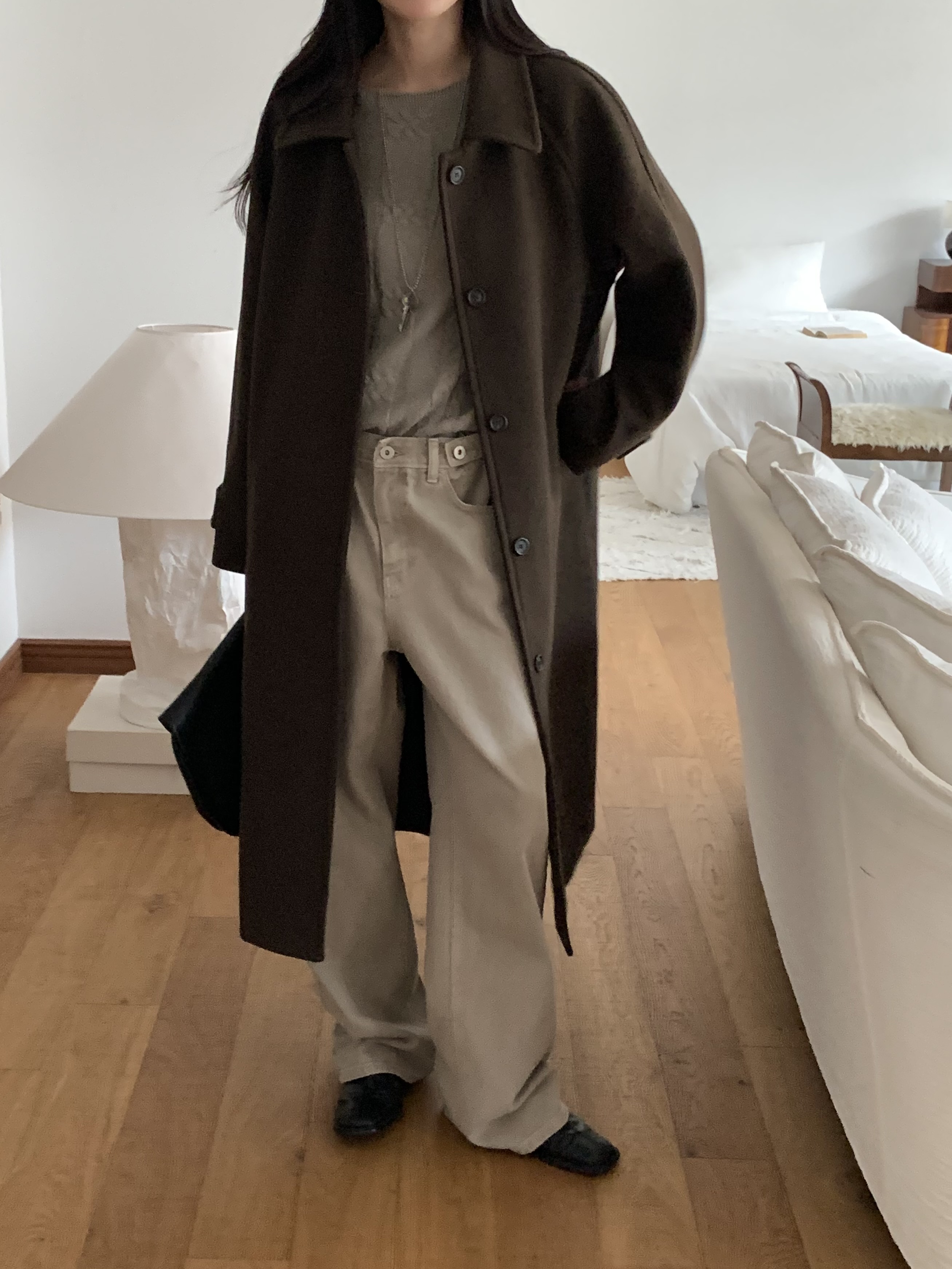 キルティング中綿カラーポケットルーズ長袖コート | 詳細画像7