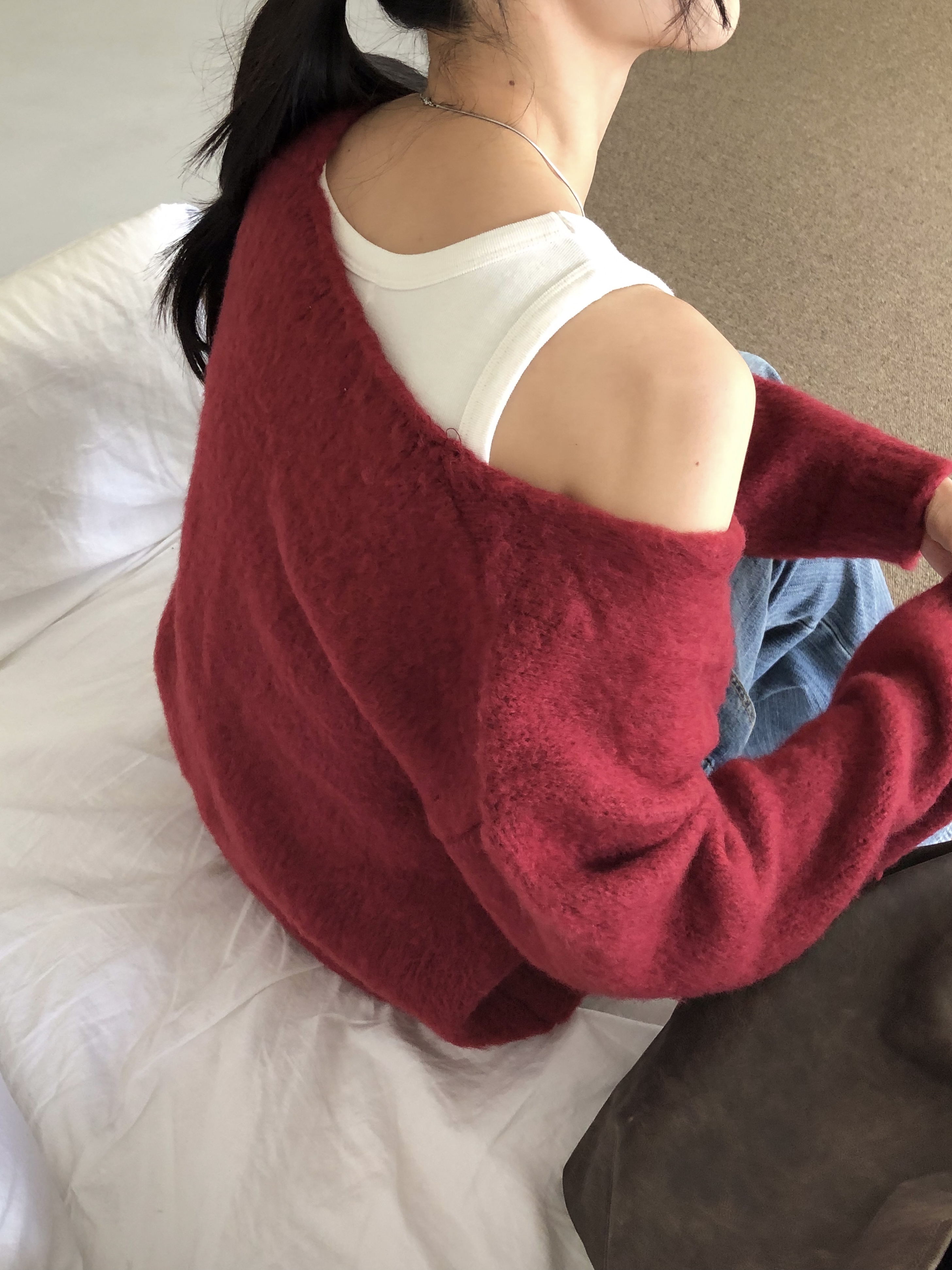 Vネックルーズ長袖ニット | 詳細画像9