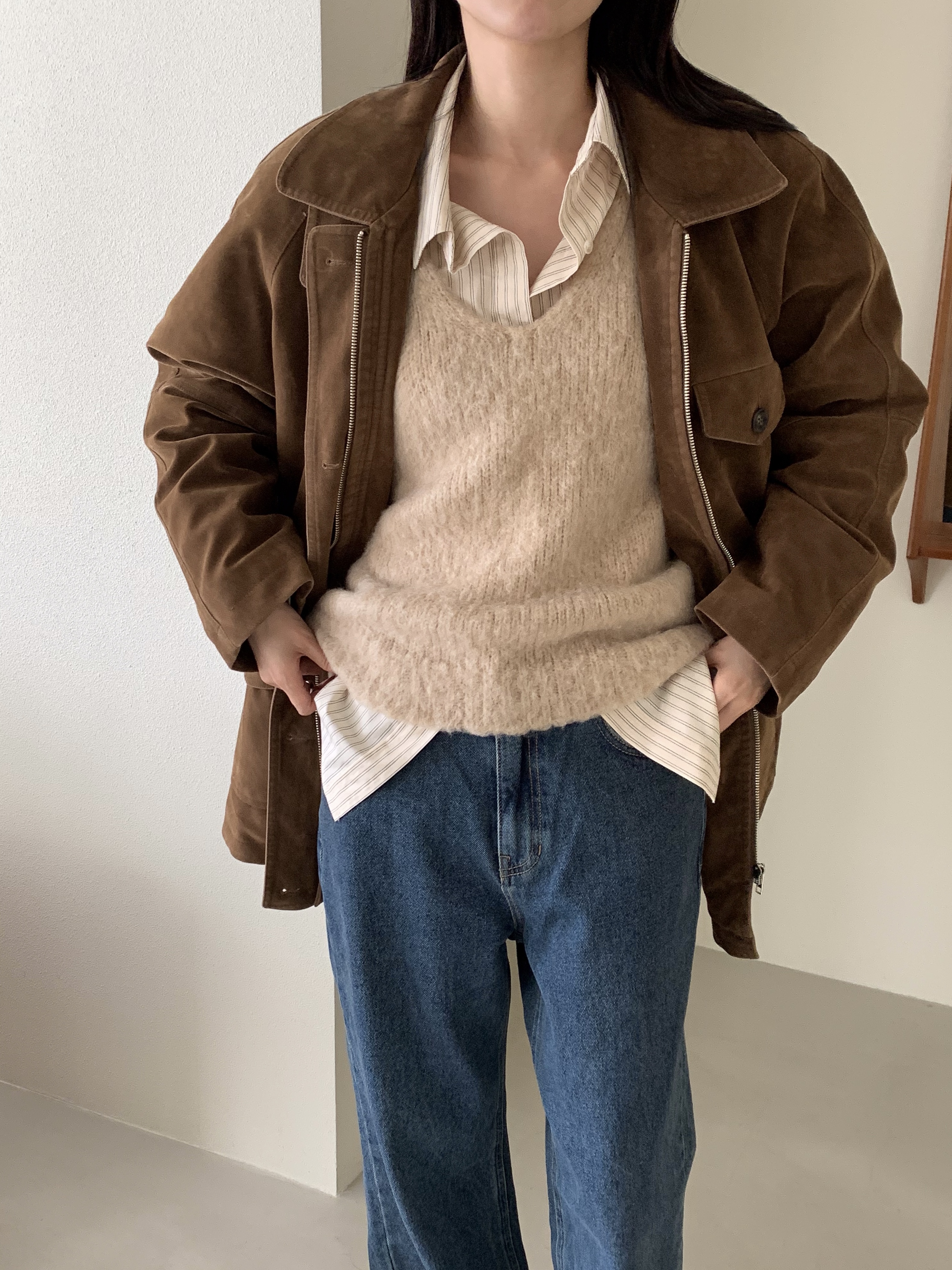 Vネックルーズ長袖ニット | 詳細画像14