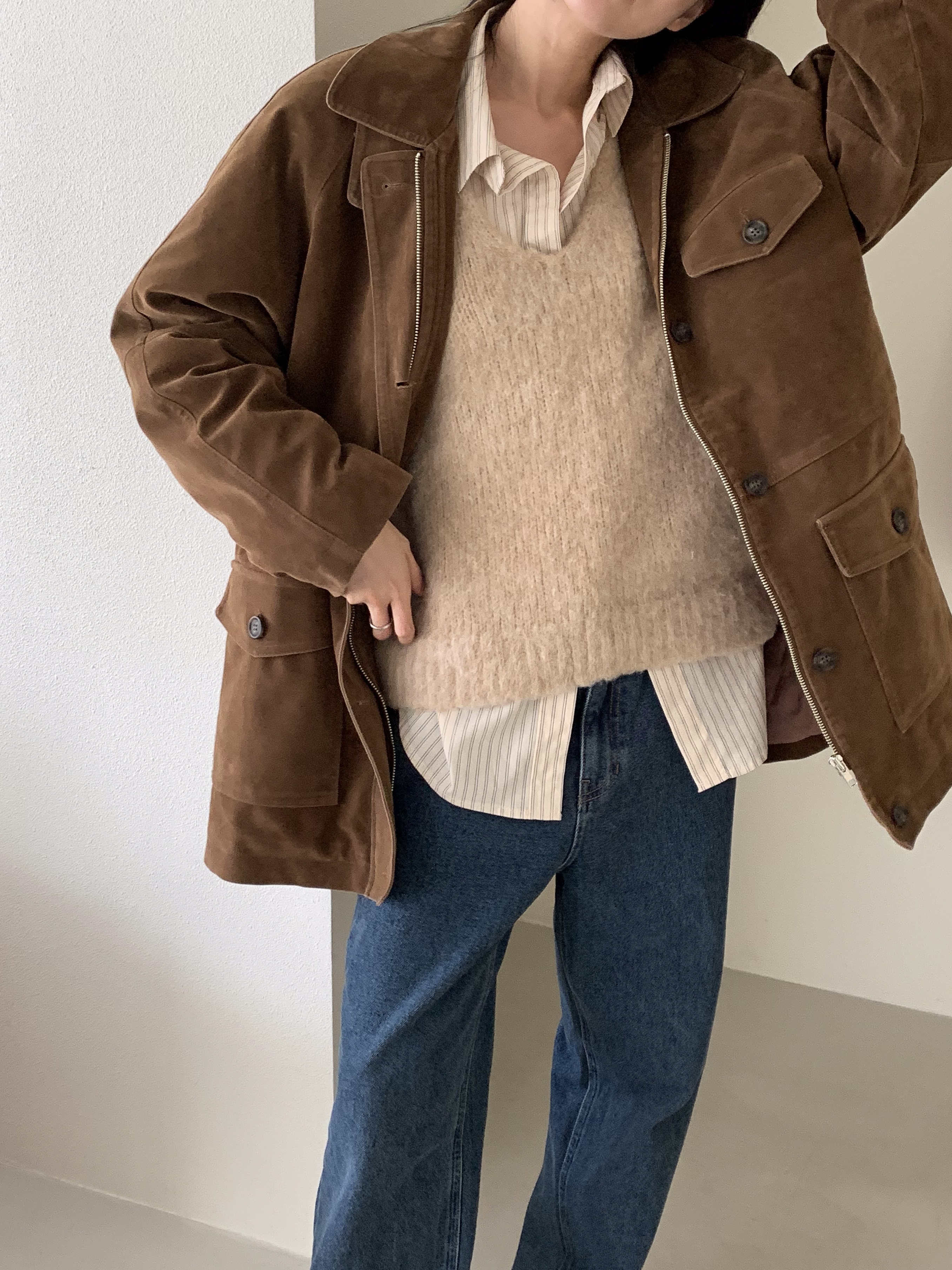 Vネックルーズ長袖ニット | 詳細画像15