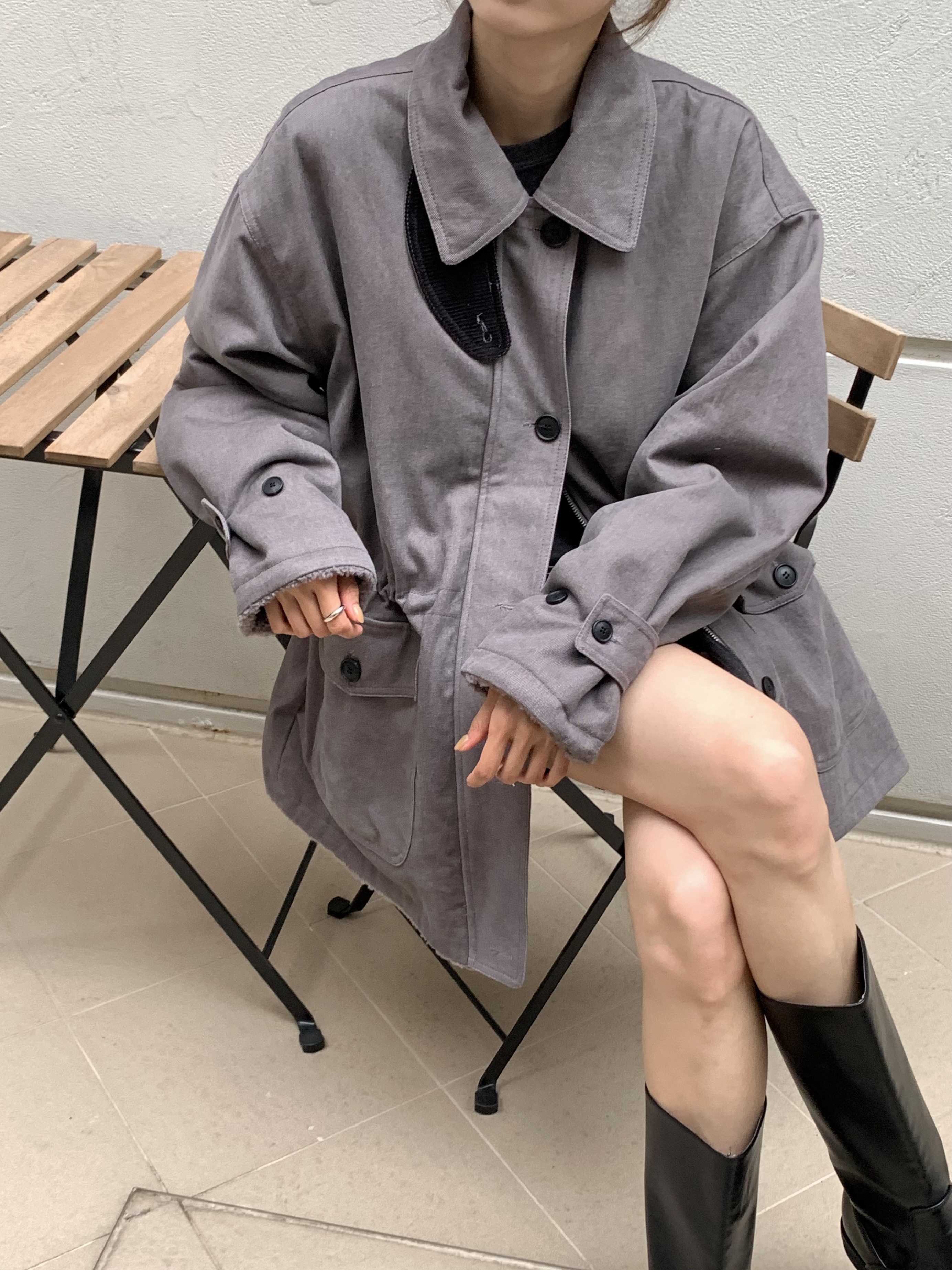 ドローストリングポケットルーズ長袖ジャンパー | 詳細画像6