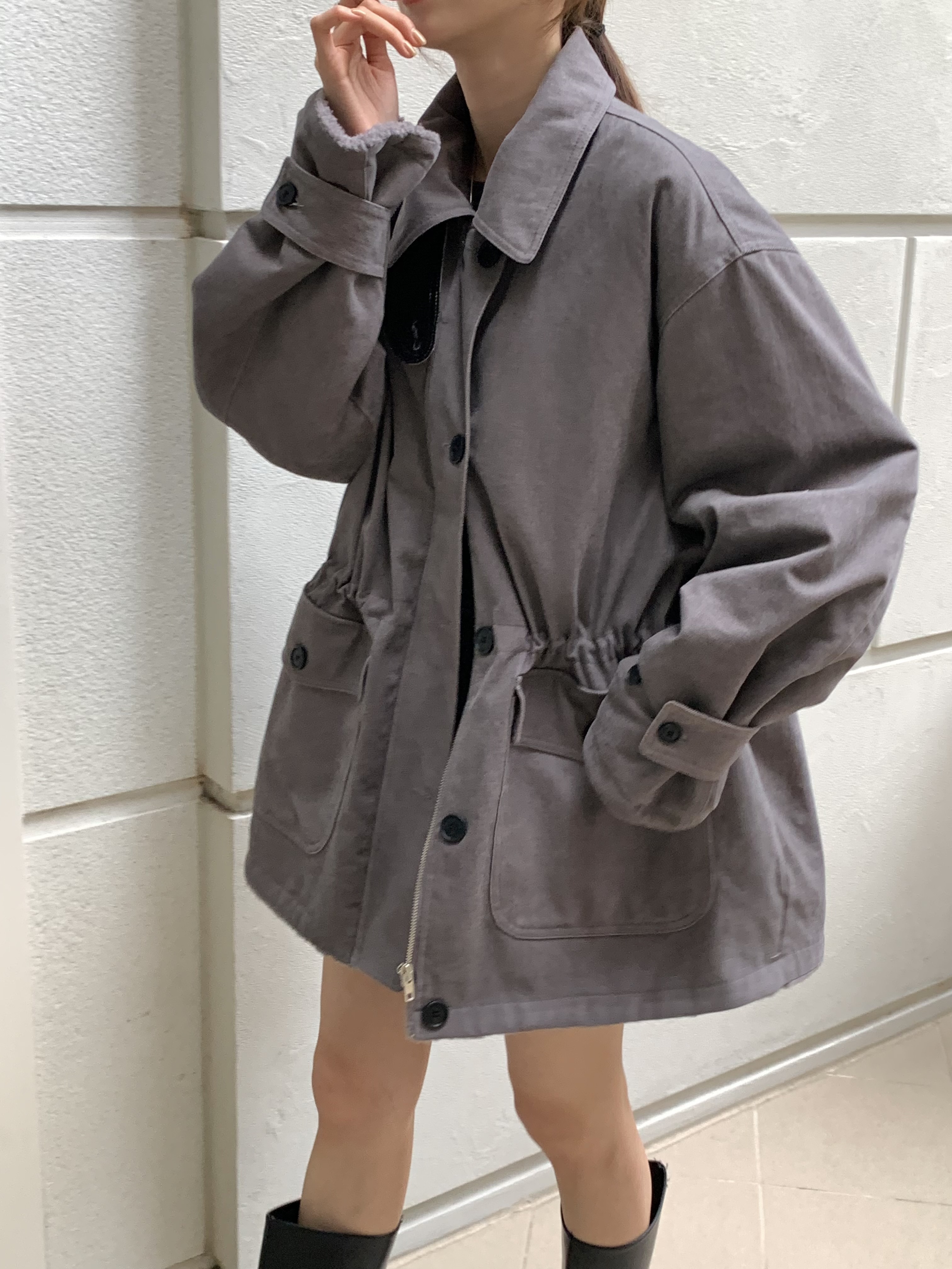 ドローストリングポケットルーズ長袖ジャンパー | 詳細画像7