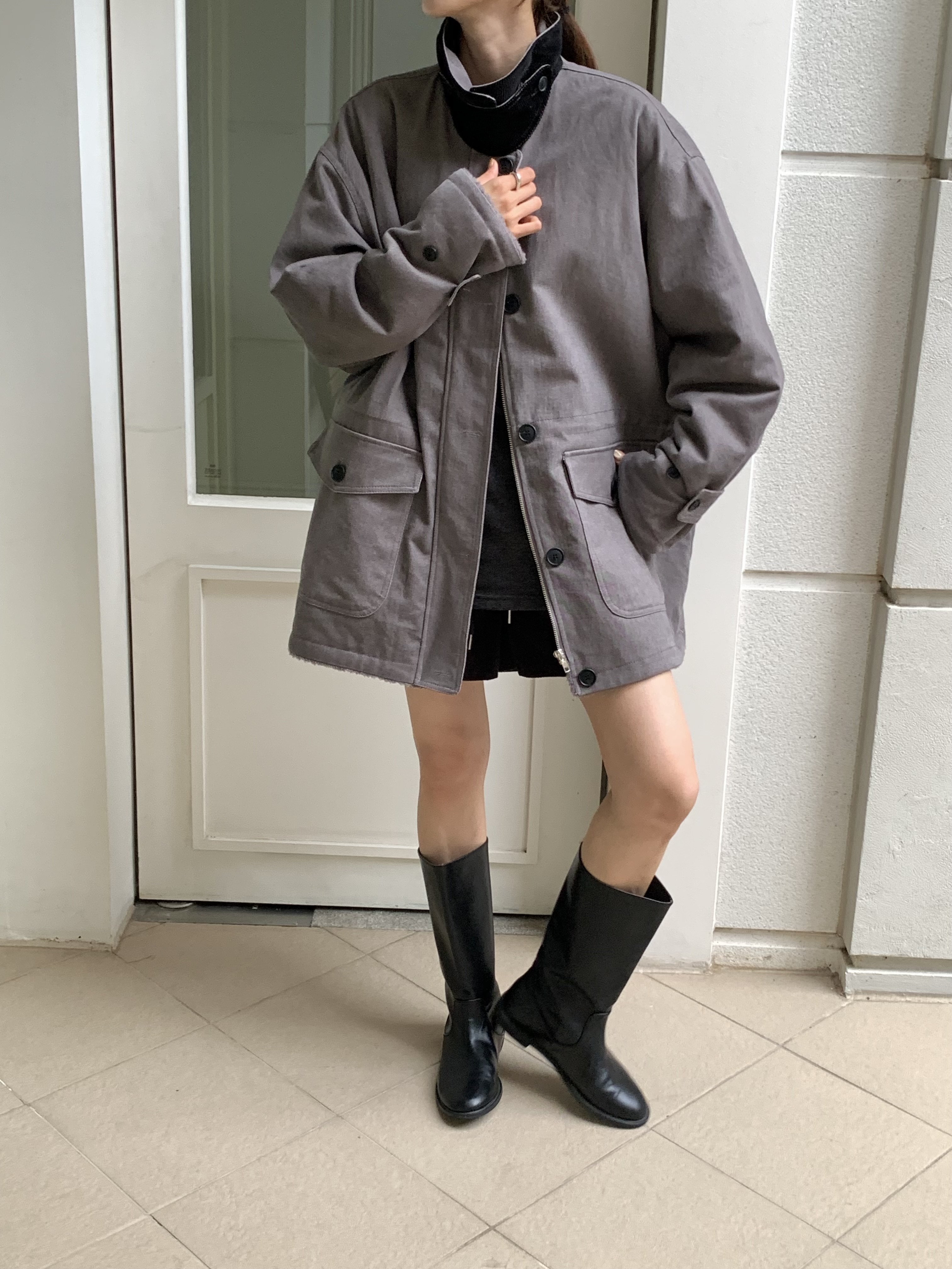 ドローストリングポケットルーズ長袖ジャンパー | 詳細画像8