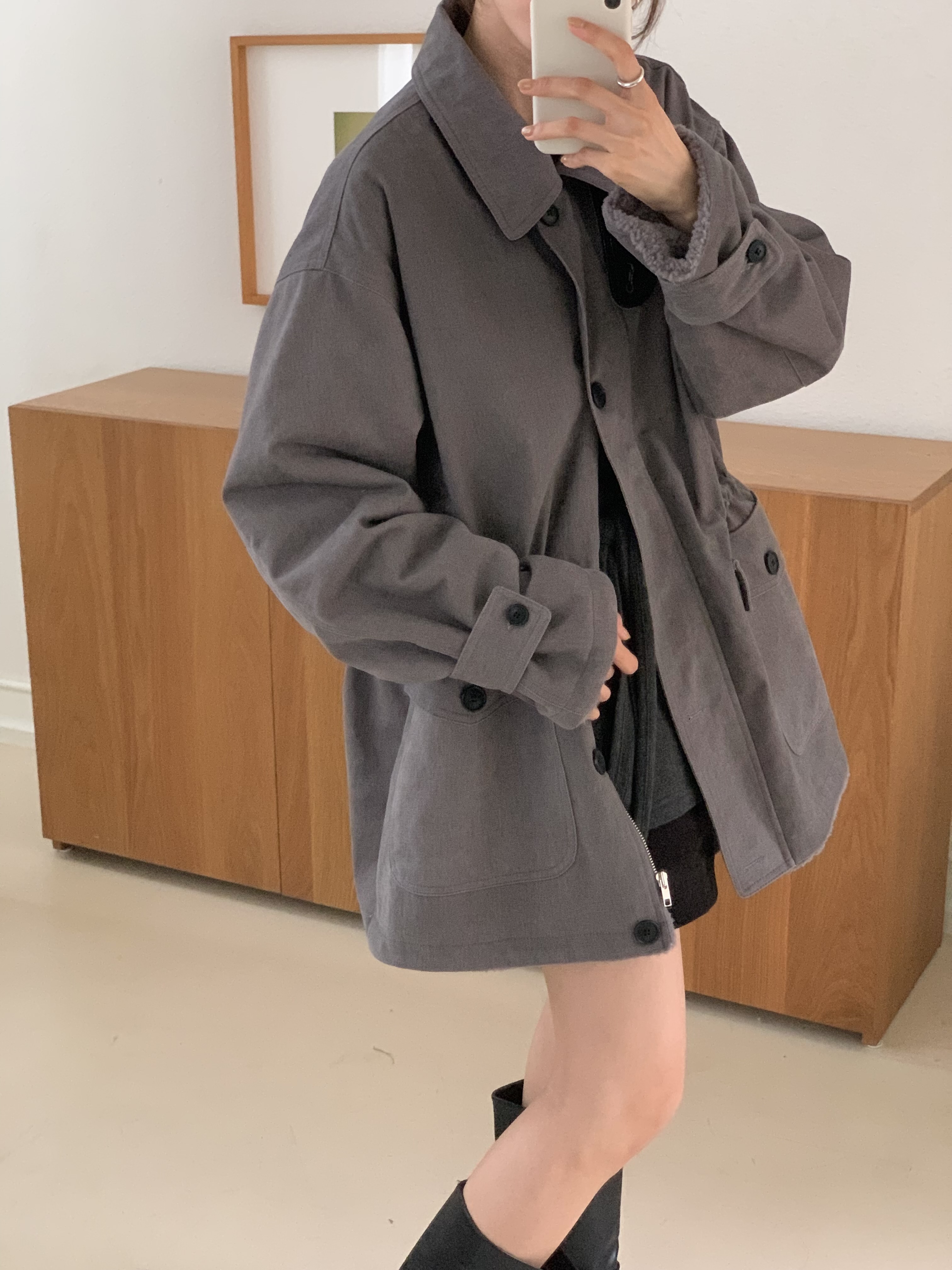 ドローストリングポケットルーズ長袖ジャンパー | 詳細画像4