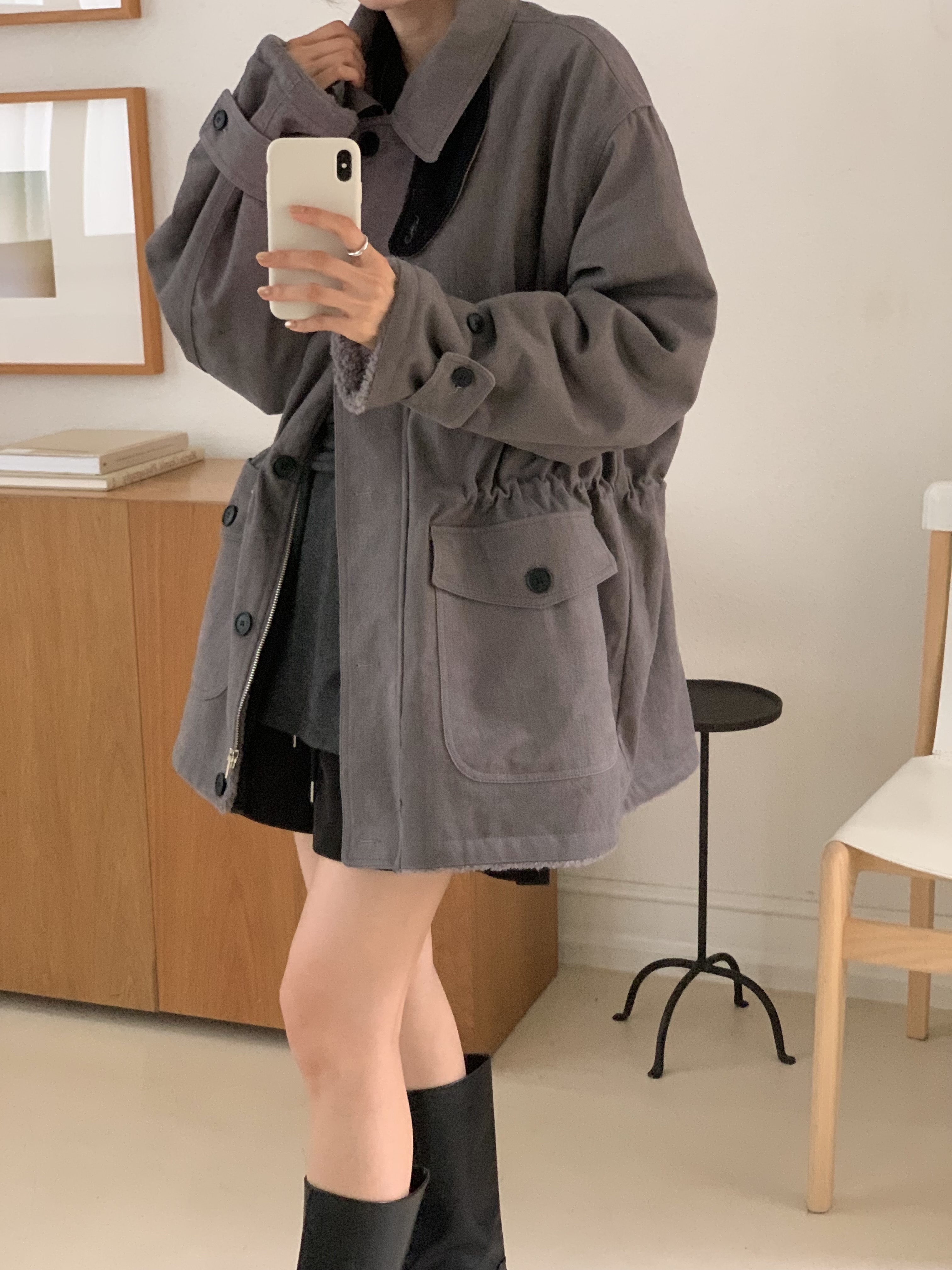 ドローストリングポケットルーズ長袖ジャンパー | 詳細画像2