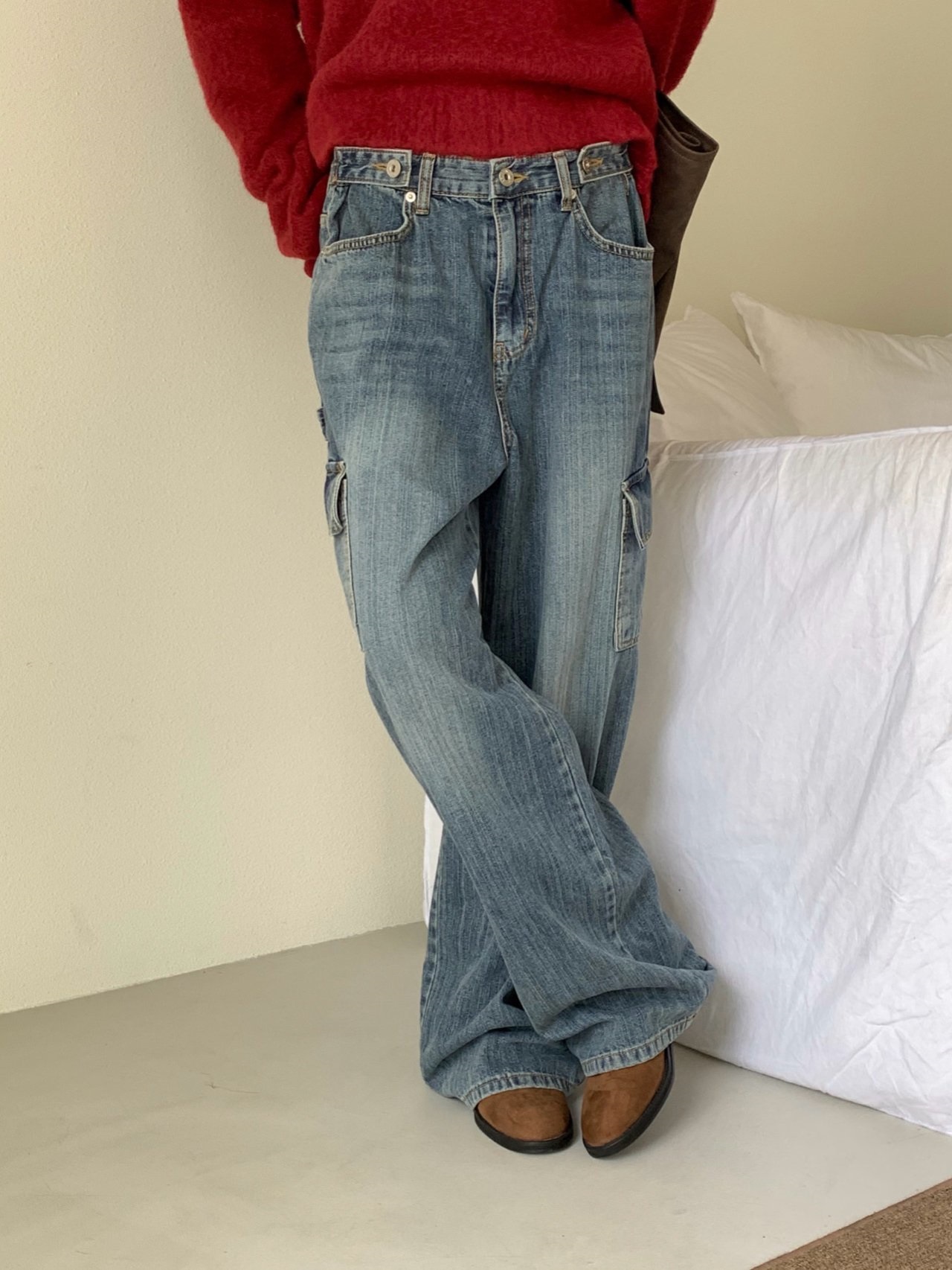 ウォッシングポケットアジャストカーゴワイドデニムパンツ | 詳細画像12