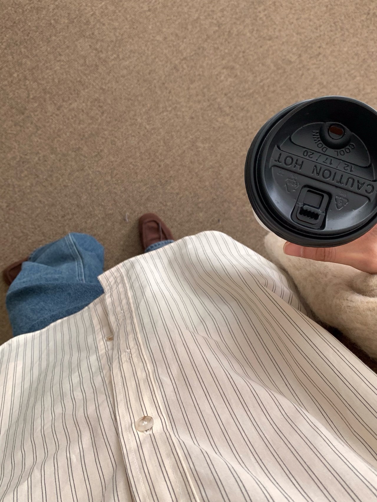 ボタンカラールーズ長袖ストライプシャツ | 詳細画像12