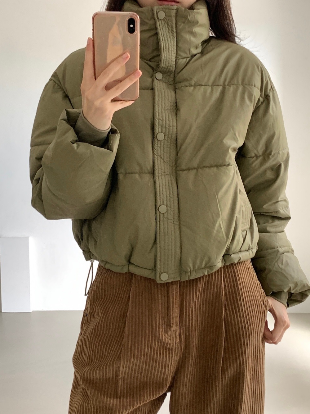 中綿ジップアップハイネックスナップボタンカラーダウンジャケット | 詳細画像2