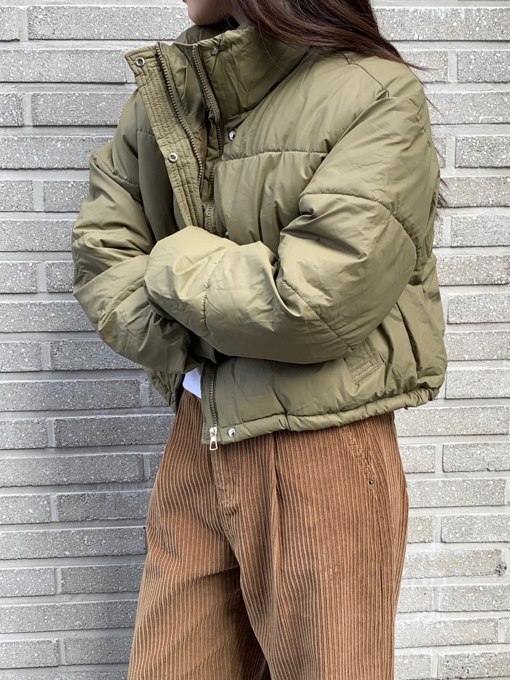 中綿ジップアップハイネックスナップボタンカラーダウンジャケット | 詳細画像5