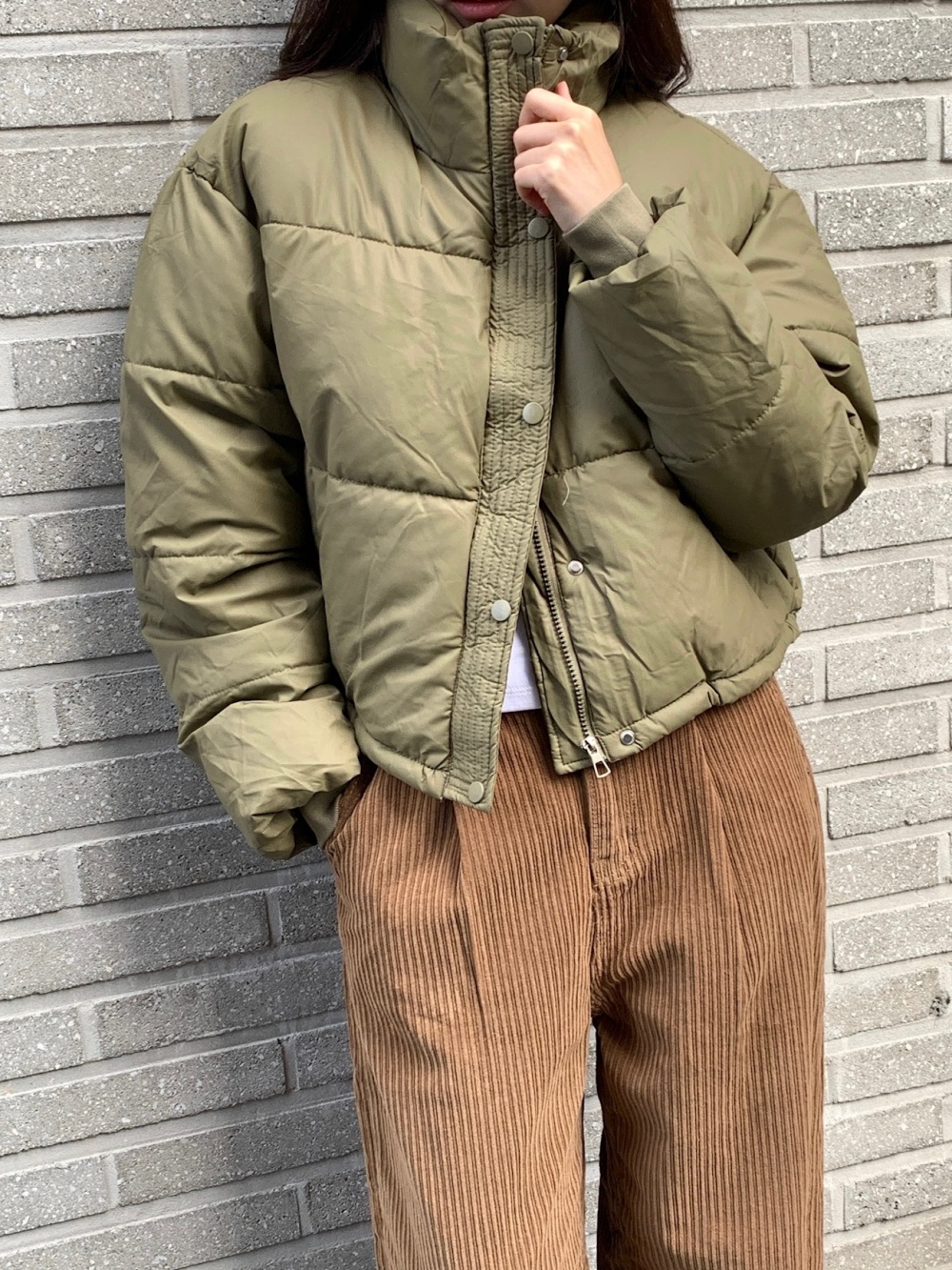 中綿ジップアップハイネックスナップボタンカラーダウンジャケット | 詳細画像6