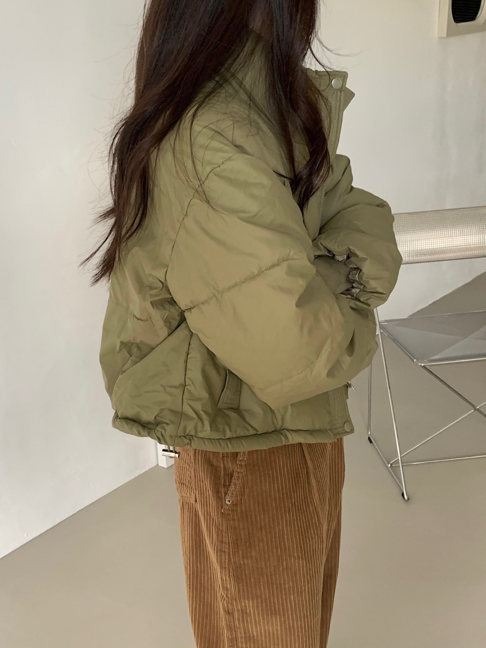 中綿ジップアップハイネックスナップボタンカラーダウンジャケット | 詳細画像7