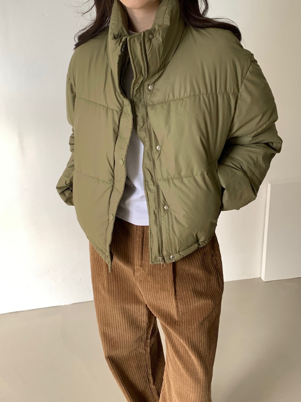 中綿ジップアップハイネックスナップボタンカラーダウンジャケット | 詳細画像8