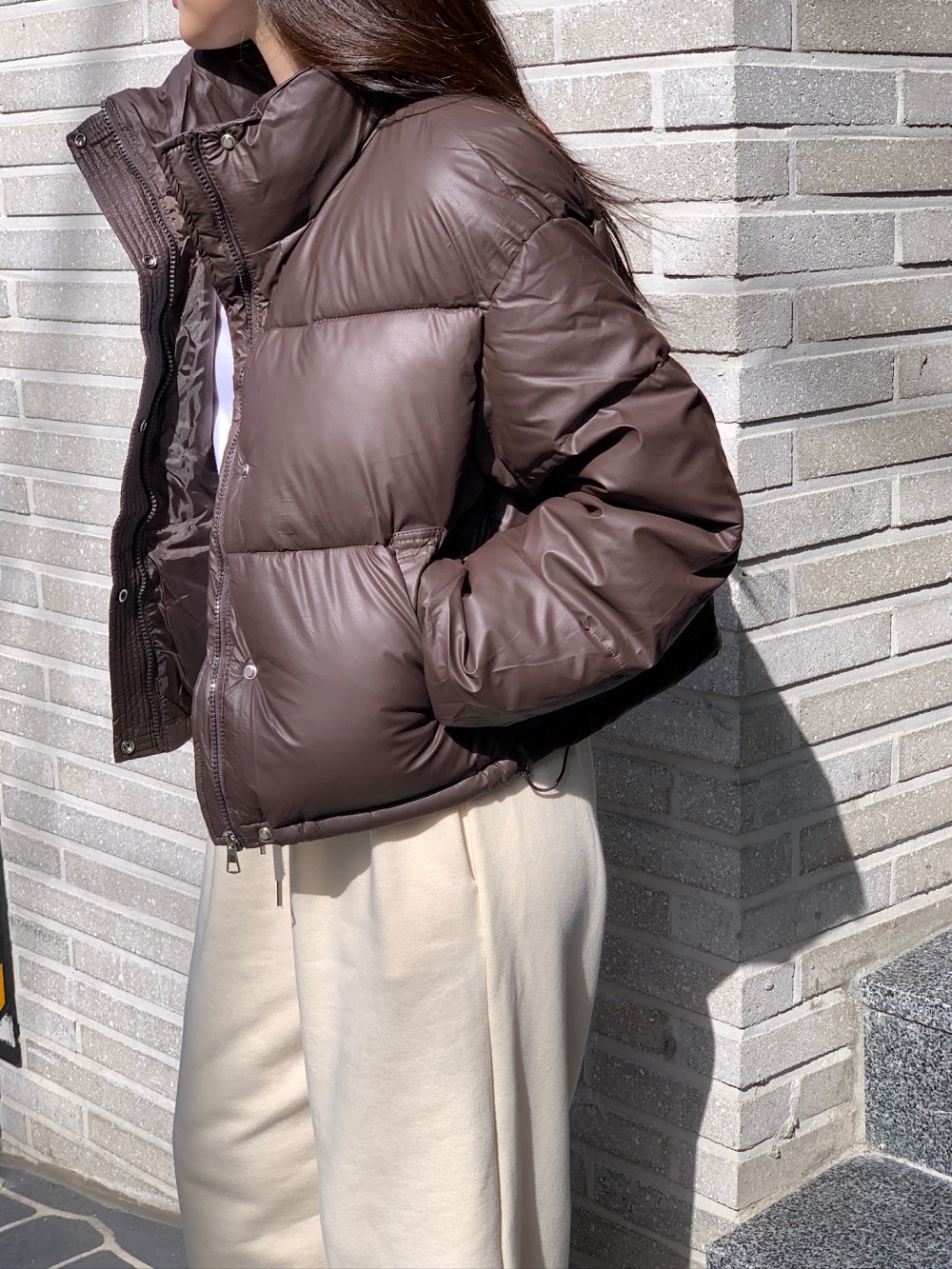 中綿ジップアップハイネックスナップボタンカラーダウンジャケット | 詳細画像10