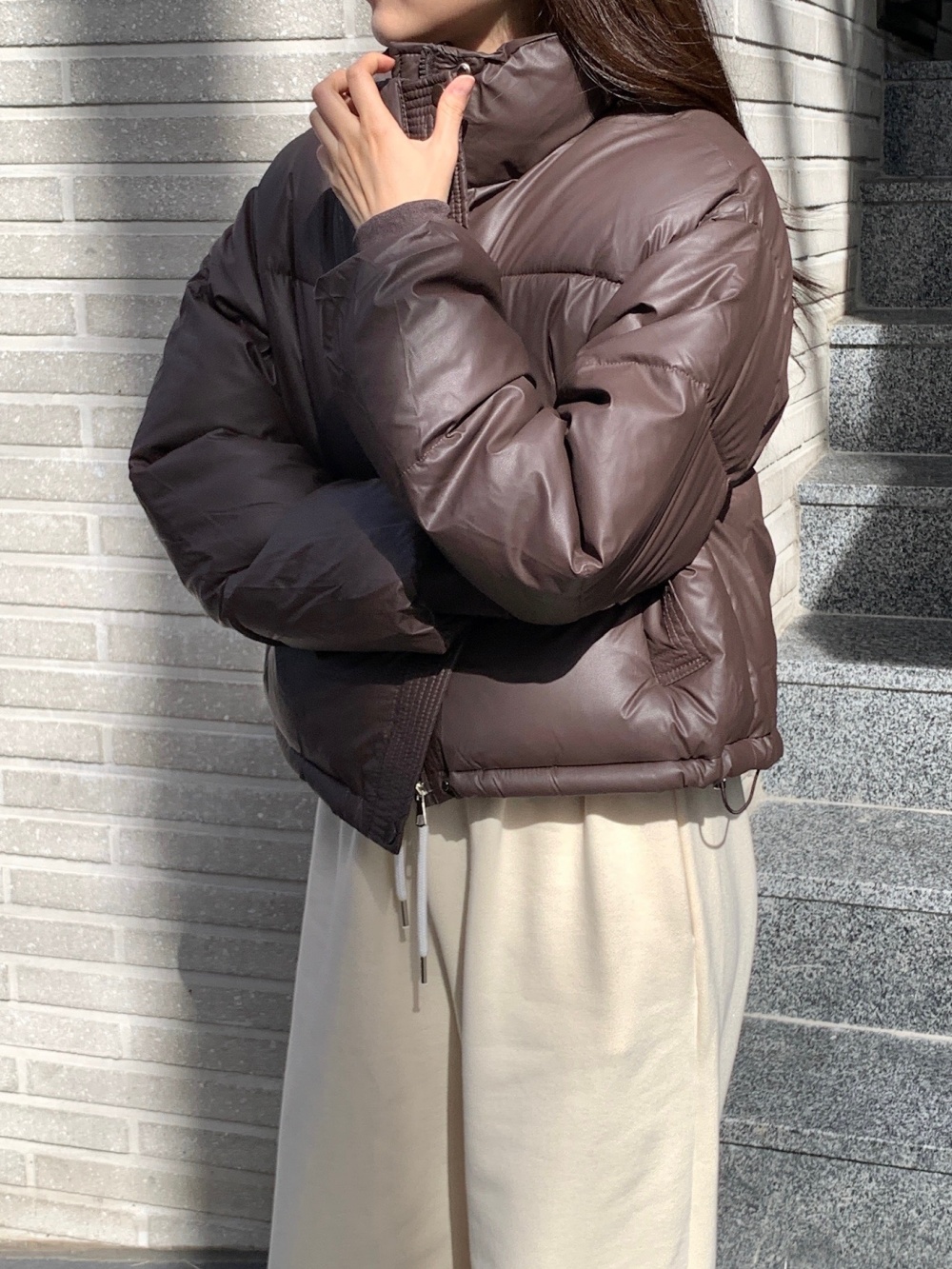 中綿ジップアップハイネックスナップボタンカラーダウンジャケット | 詳細画像12