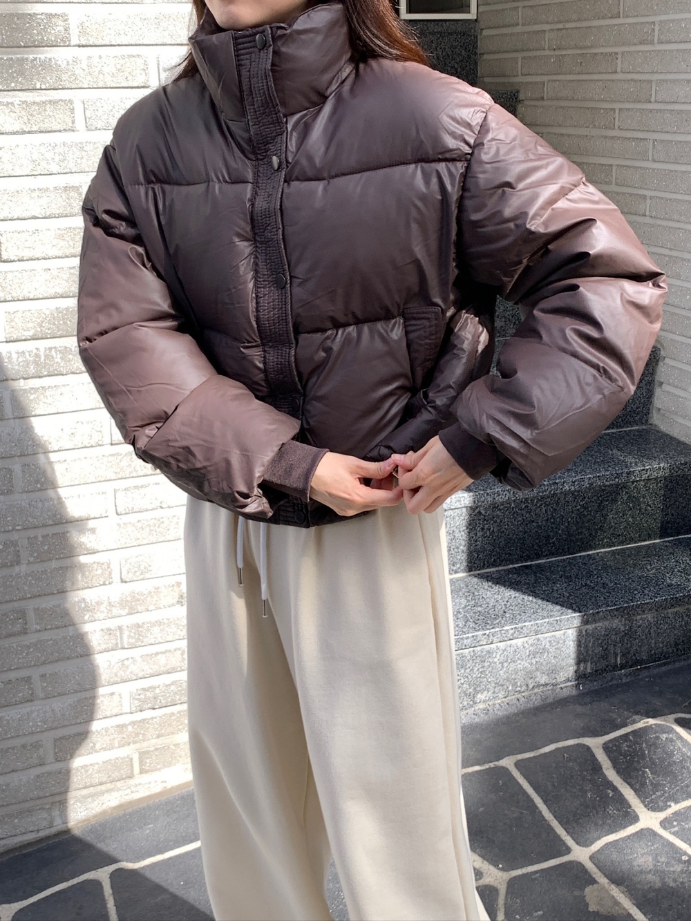 中綿ジップアップハイネックスナップボタンカラーダウンジャケット | 詳細画像13