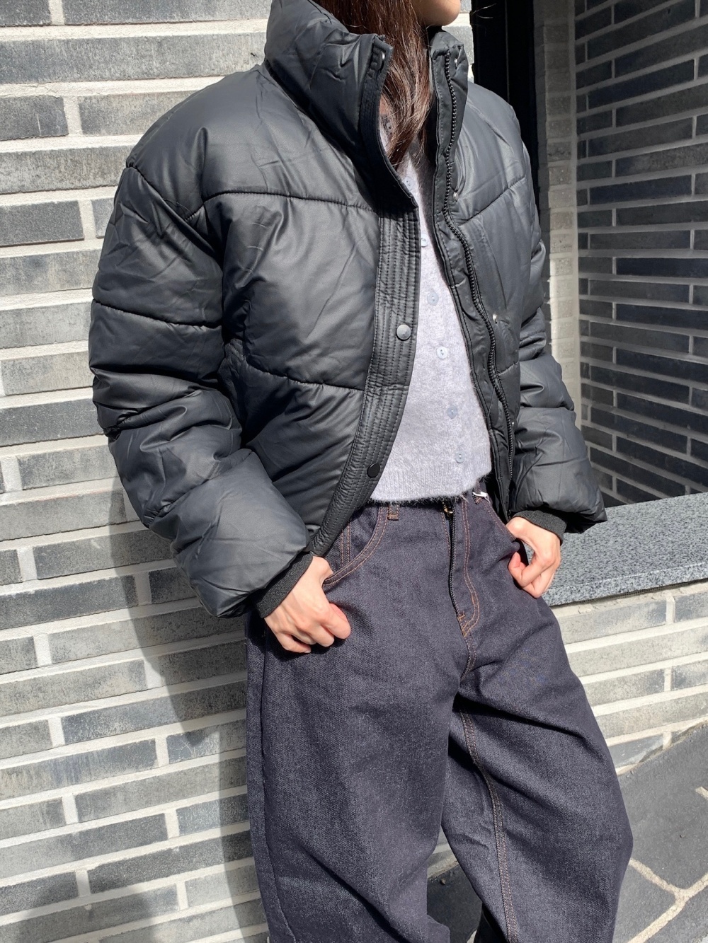 中綿ジップアップハイネックスナップボタンカラーダウンジャケット | 詳細画像14