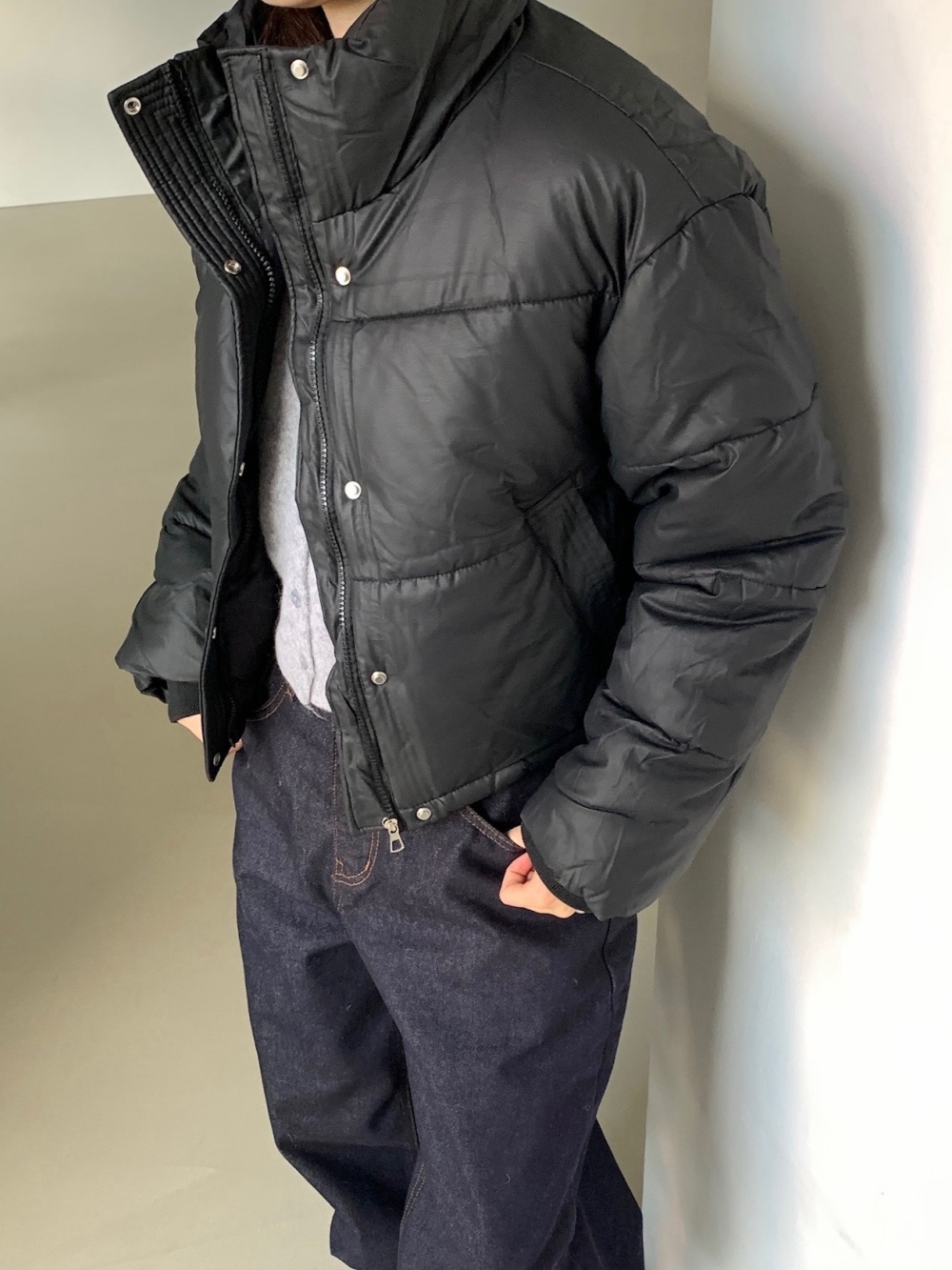 中綿ジップアップハイネックスナップボタンカラーダウンジャケット | 詳細画像18