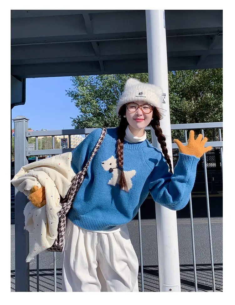 ラウンドネックラグラン配色ニット | 詳細画像2