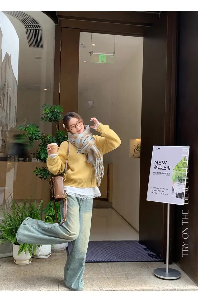 ラウンドネックラグラン配色ニット | 詳細画像9