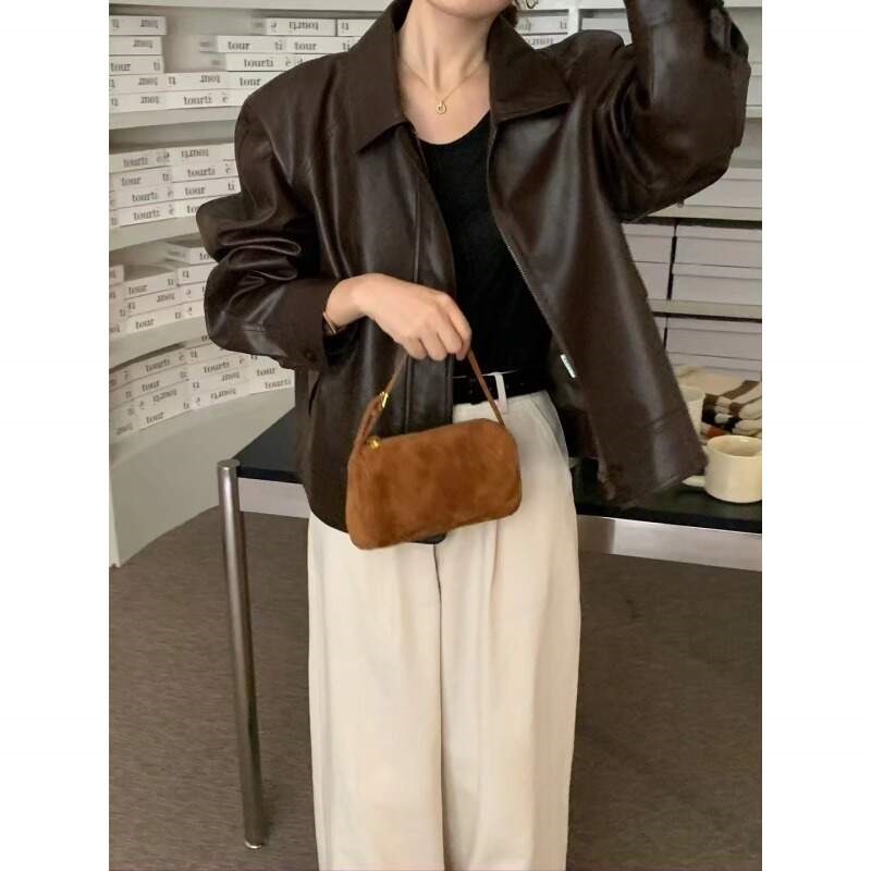 レザー調ジップアップカラーラグランジャンパー | 詳細画像2