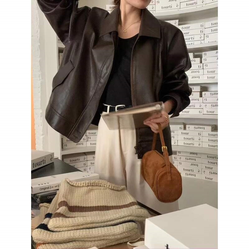 レザー調ジップアップカラーラグランジャンパー | 詳細画像6