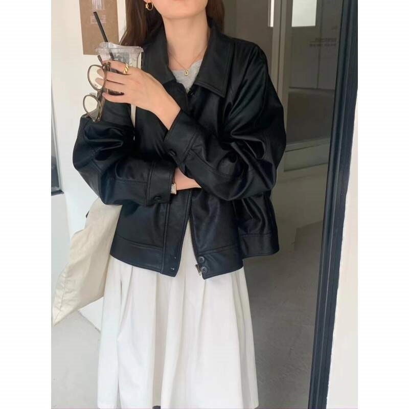 レザー調ジップアップカラーラグランジャンパー | 詳細画像8