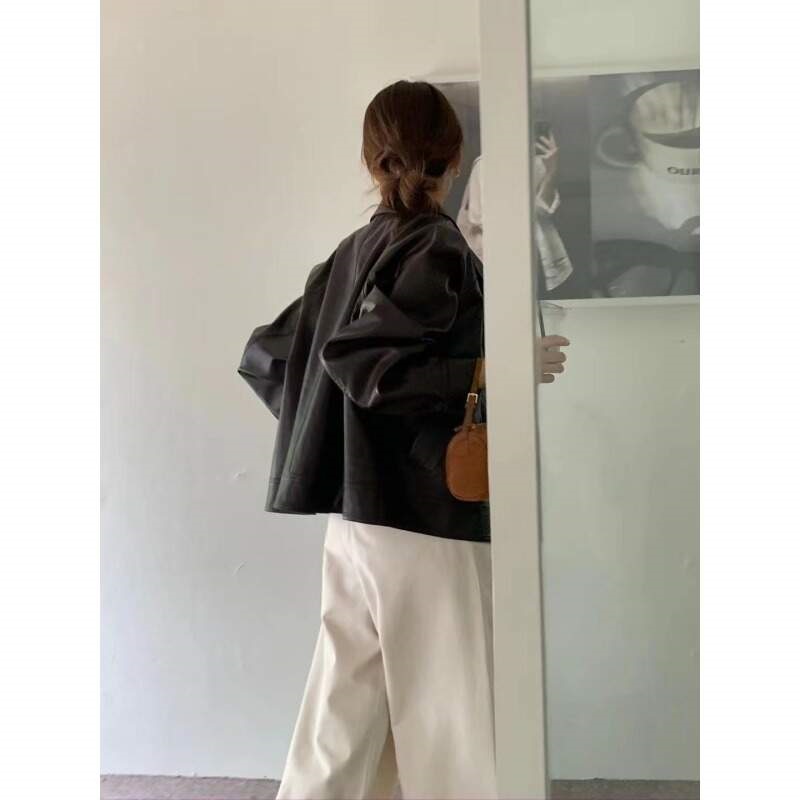 レザー調ジップアップカラーラグランジャンパー | 詳細画像9