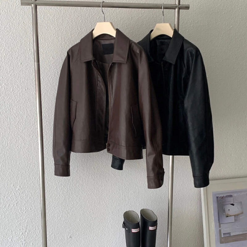 レザー調ジップアップカラーラグランジャンパー | 詳細画像16