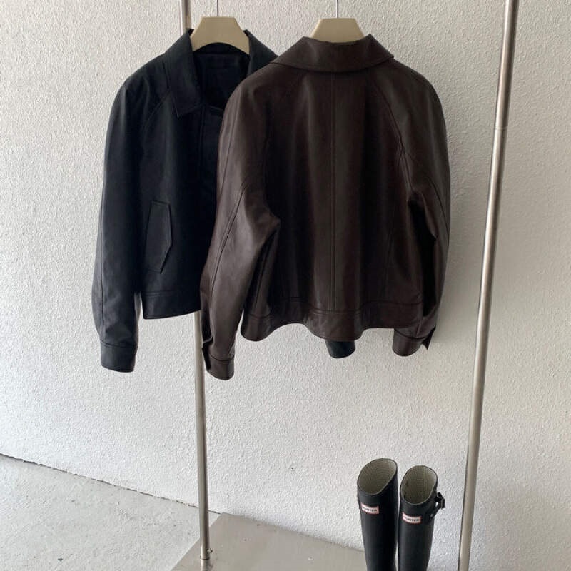 レザー調ジップアップカラーラグランジャンパー | 詳細画像18