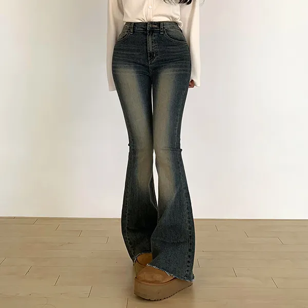 ウエストゴムブーツカットウォッシングデニムパンツ | moodloveroom | 詳細画像3