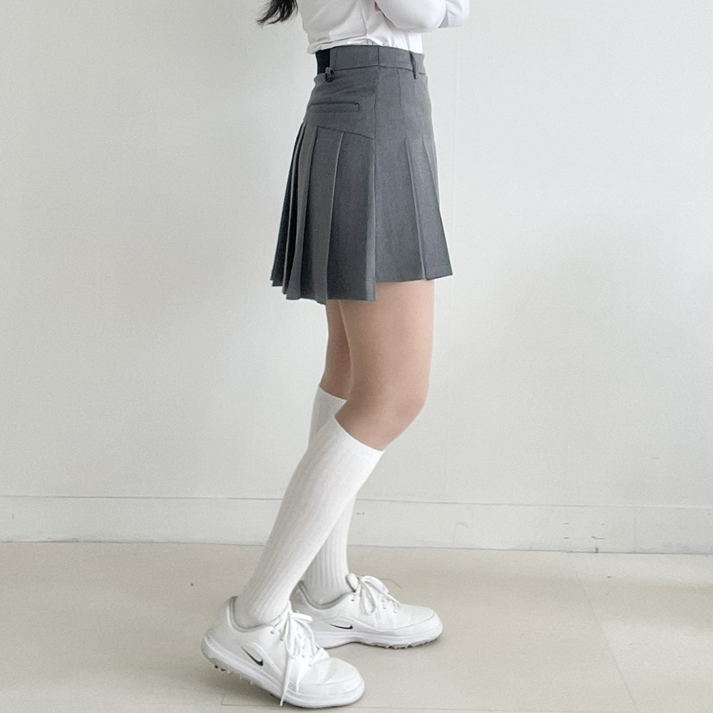 アンバランスプリーツミニバックゴムサイドジップスカート