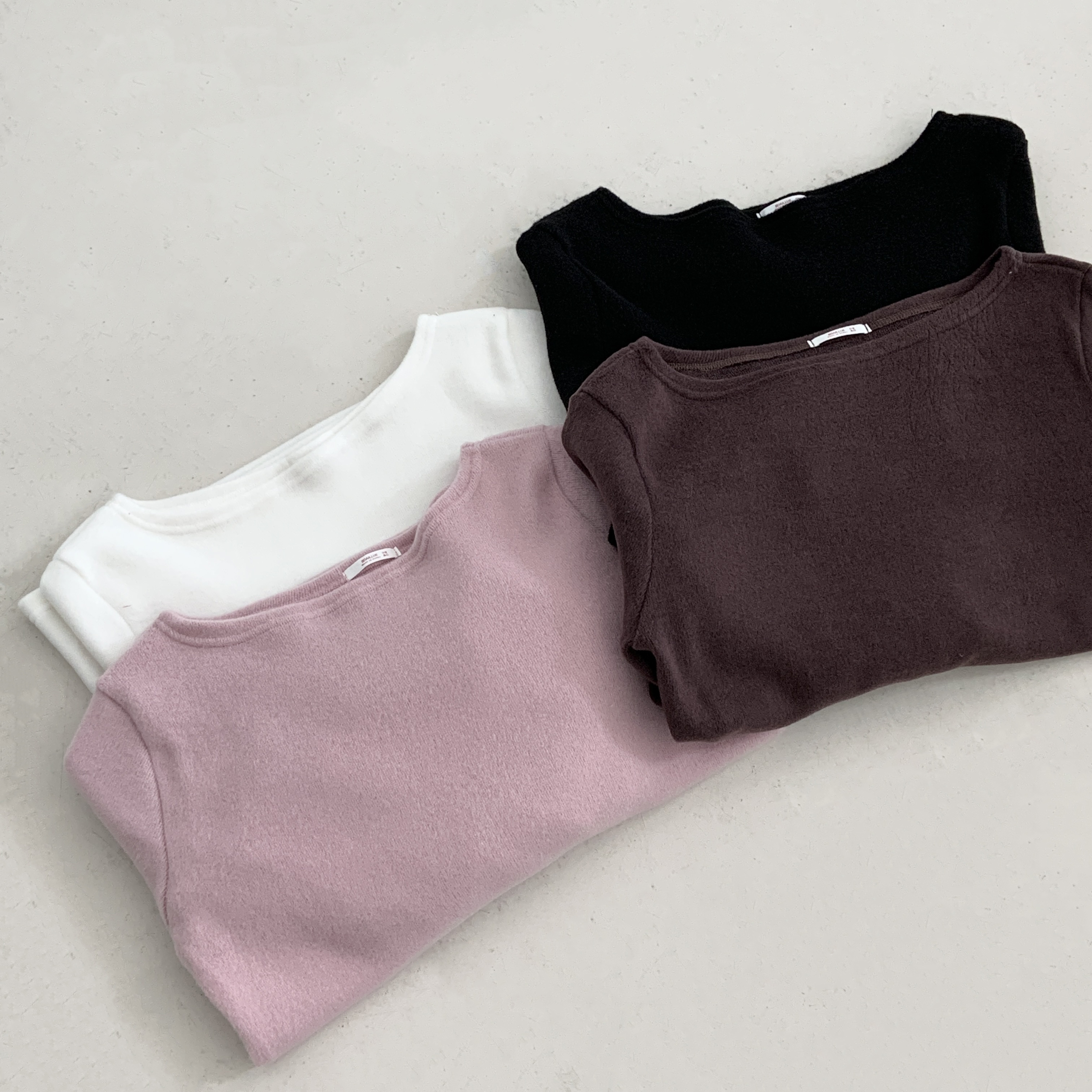 ボートネックワンショルダーベーシック無地カラーTシャツ | 詳細画像5