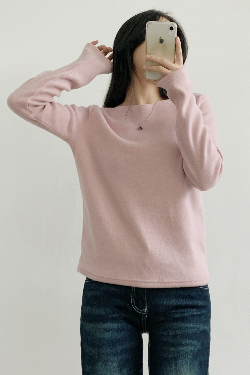 ボートネックワンショルダーベーシック無地カラーTシャツ | 詳細画像19