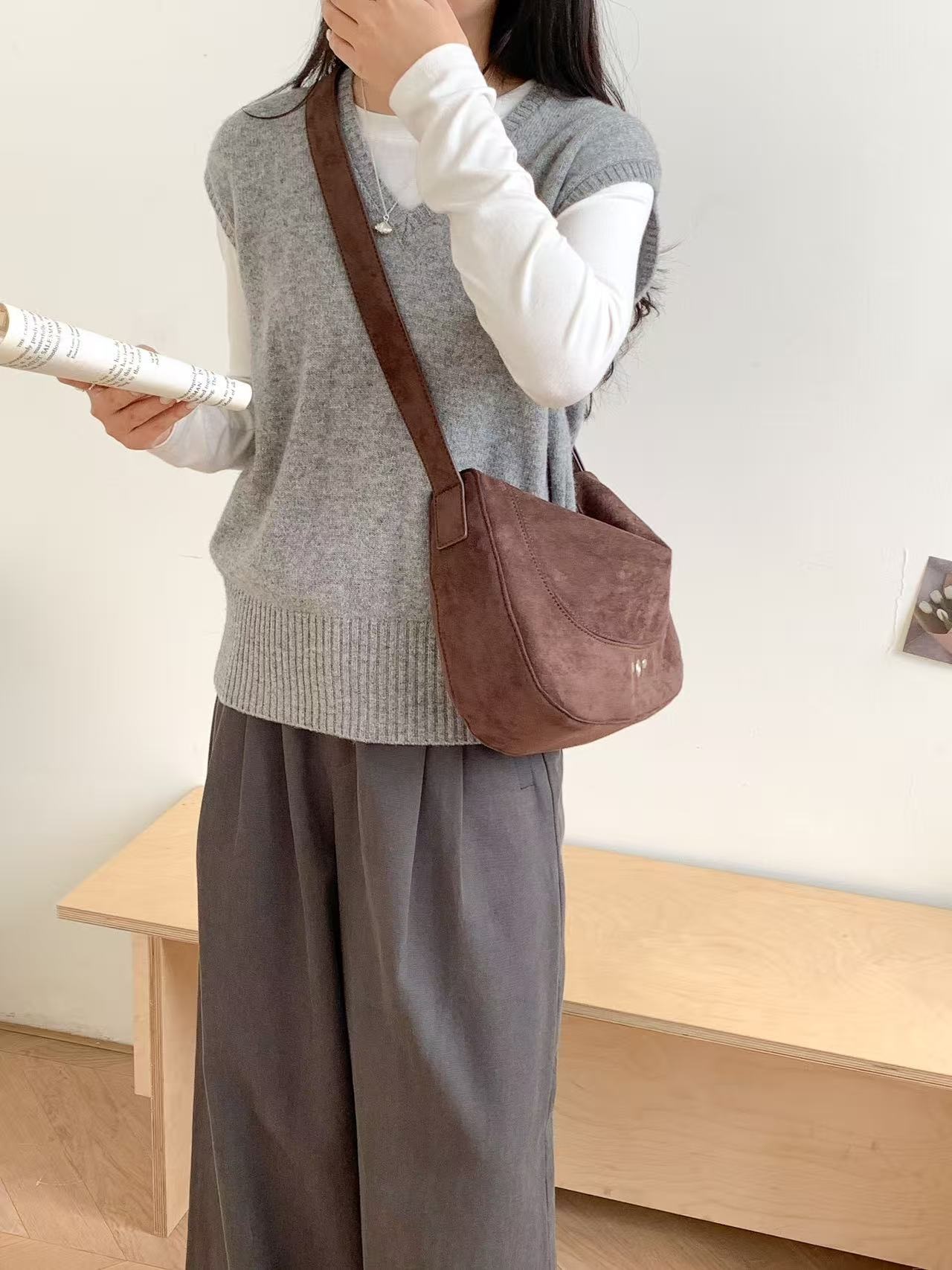 スエード調バックルカラートートバッグ | 詳細画像3