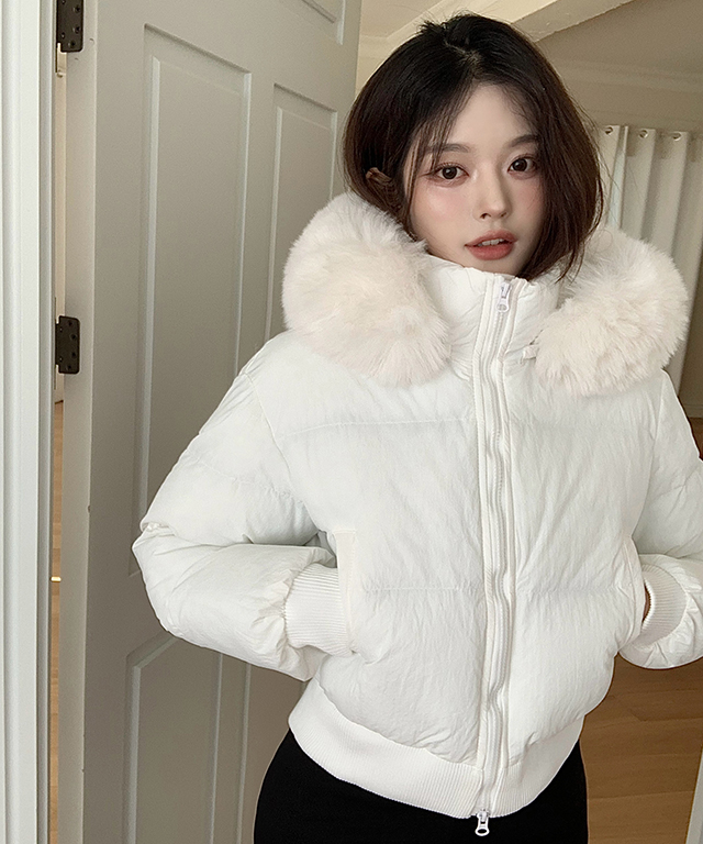 ジップアップハイネックショート長袖ジャンパーダウンジャケットード