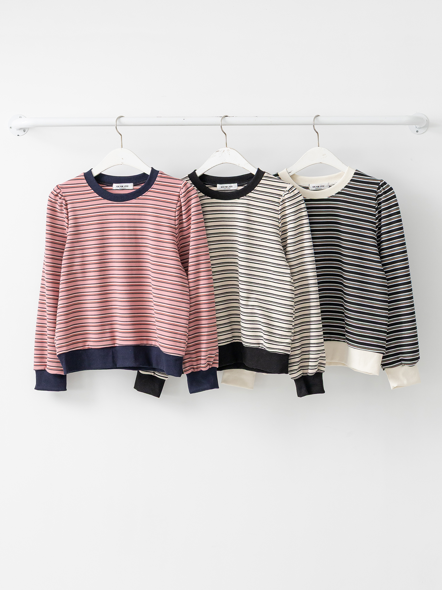 ラウンドネック長袖ボーダースウェット | 詳細画像2