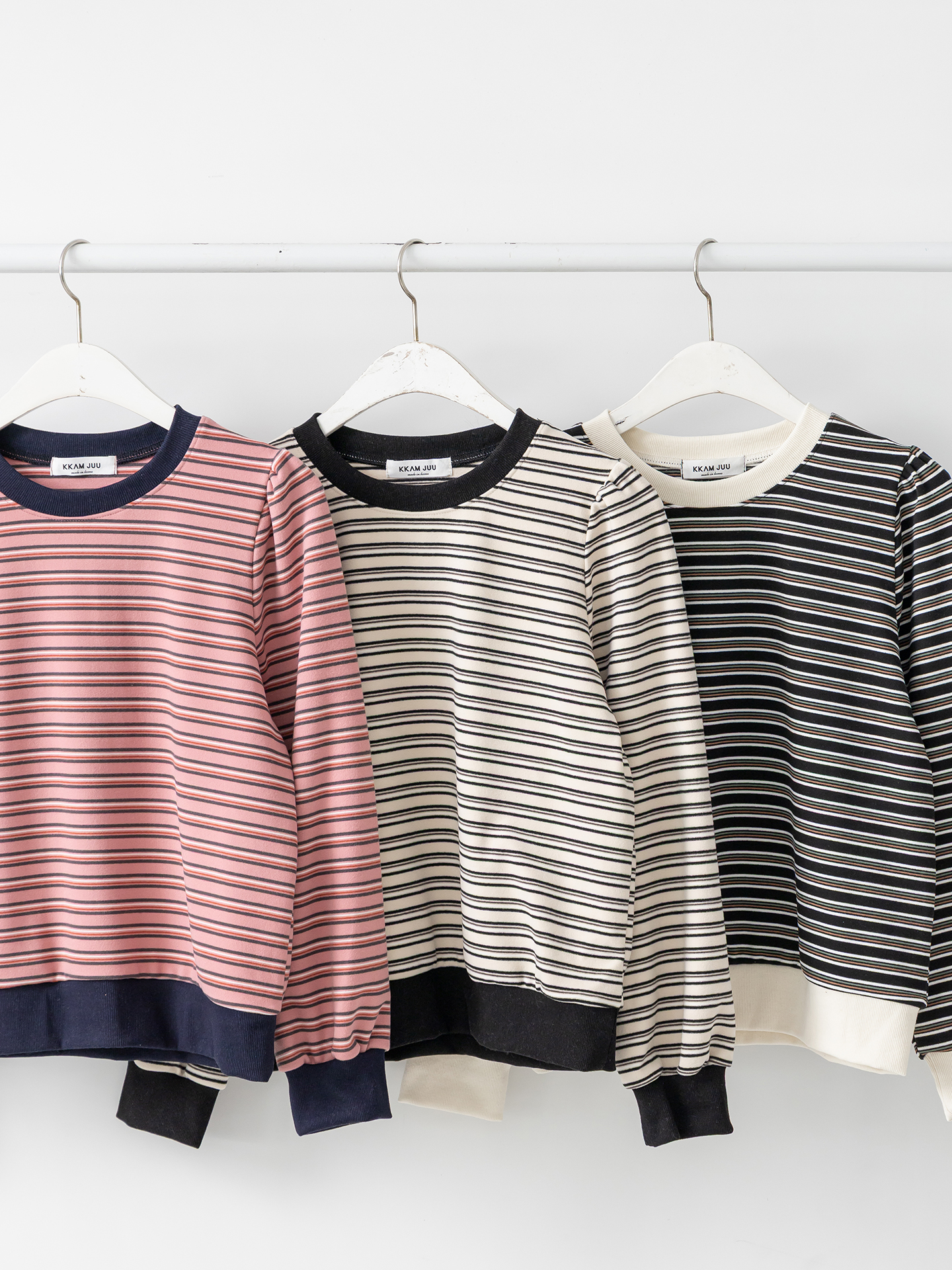 ラウンドネック長袖ボーダースウェット | 詳細画像3