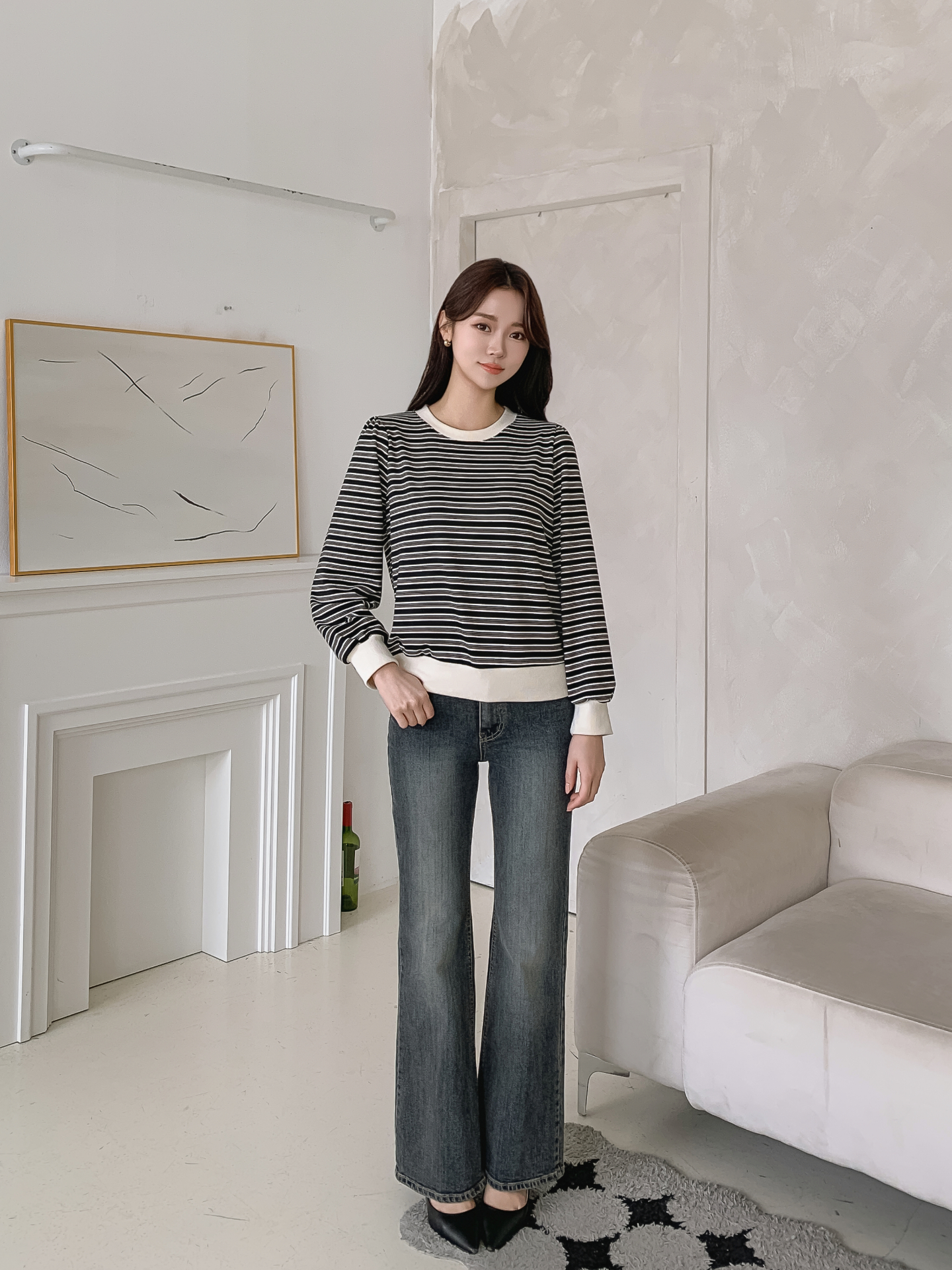 ラウンドネック長袖ボーダースウェット | 詳細画像4