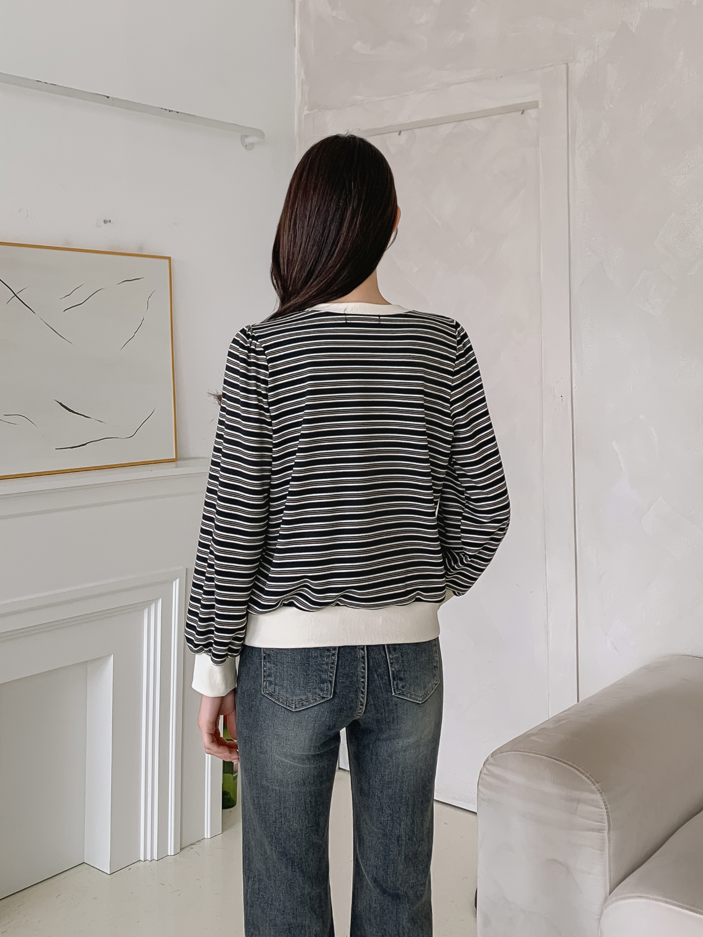 ラウンドネック長袖ボーダースウェット | 詳細画像8