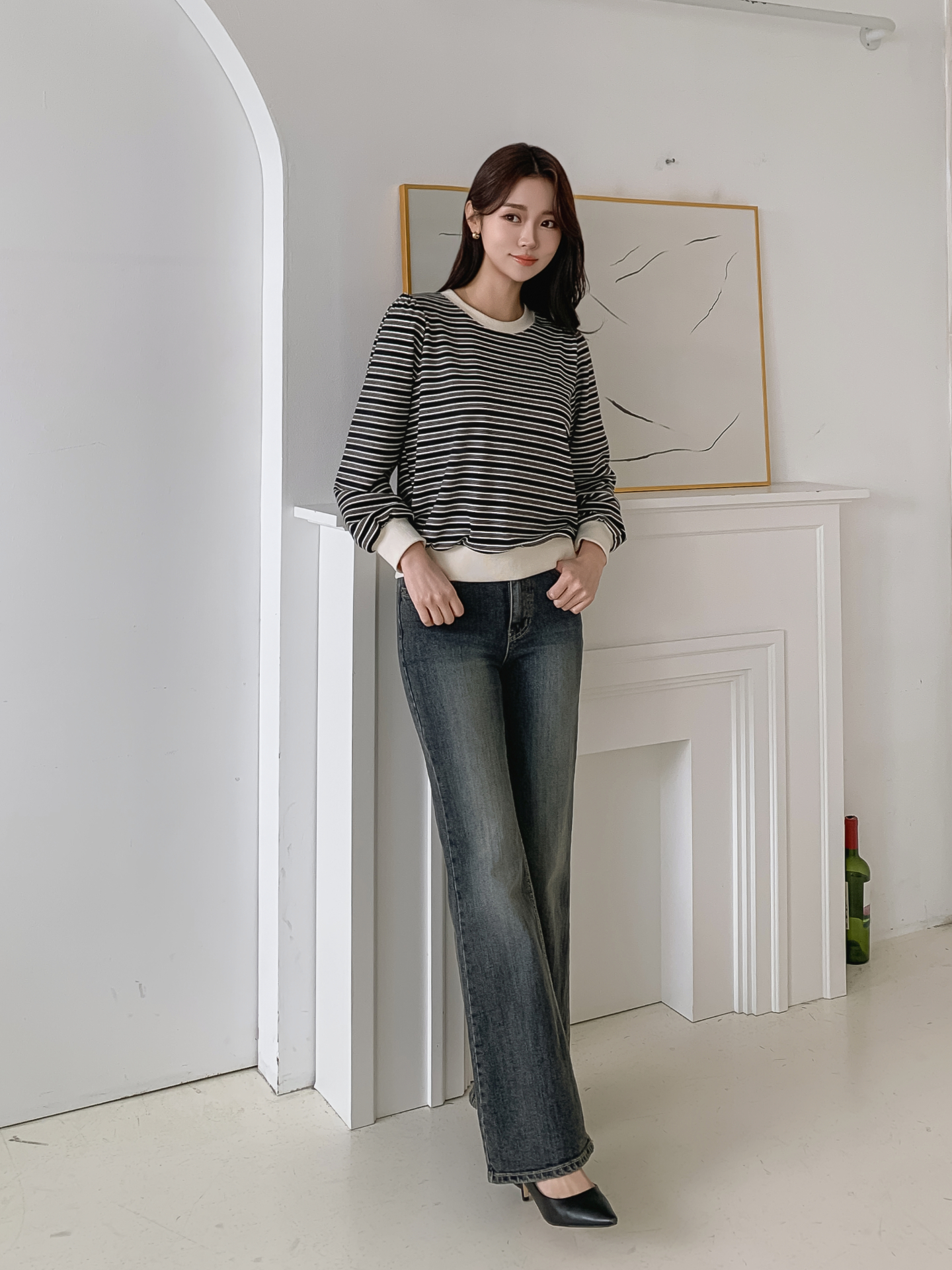 ラウンドネック長袖ボーダースウェット | 詳細画像15