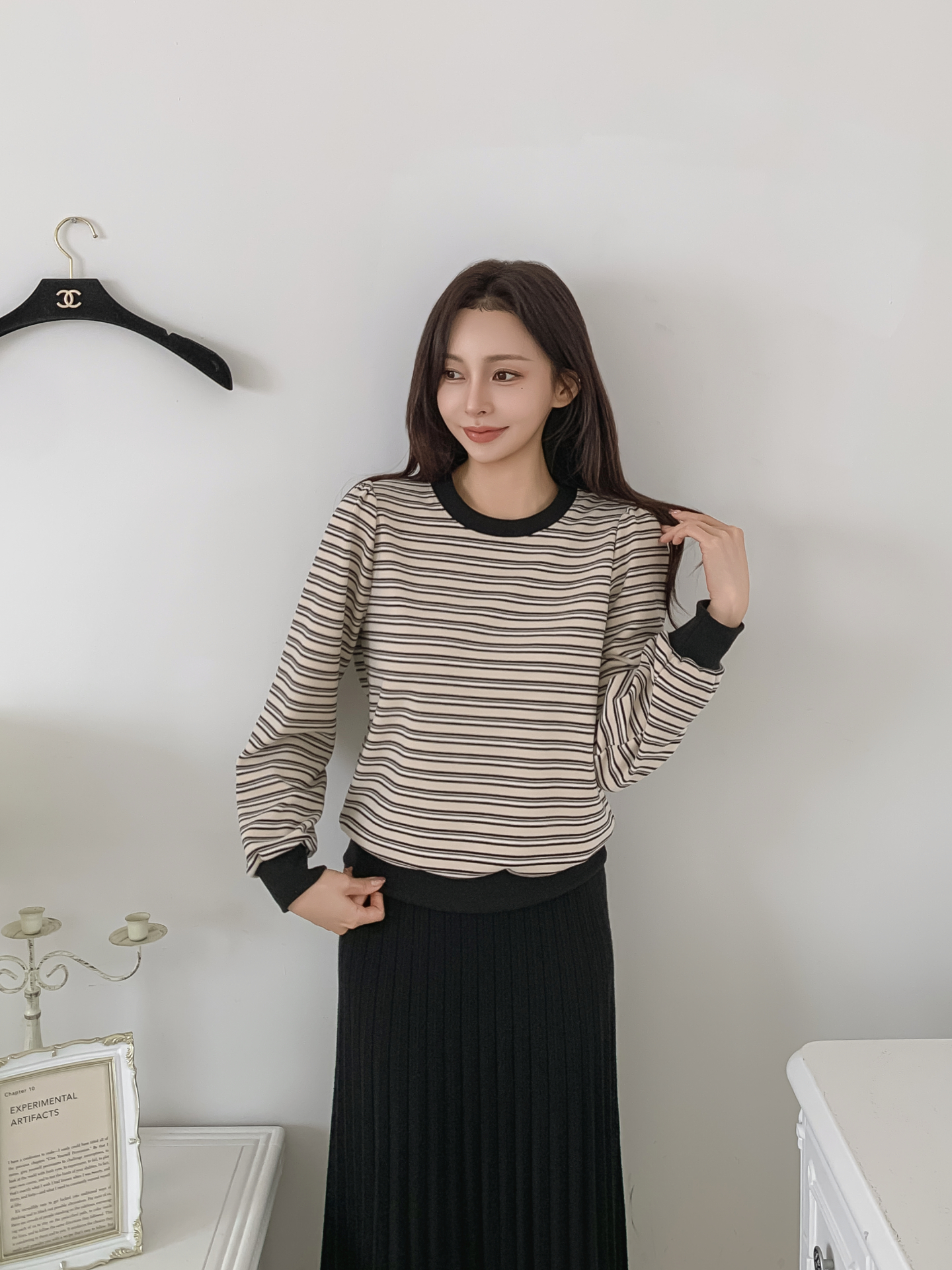 ラウンドネック長袖ボーダースウェット | 詳細画像23