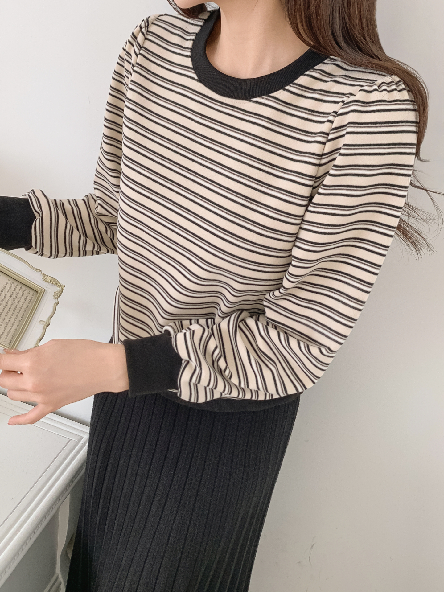 ラウンドネック長袖ボーダースウェット | 詳細画像26