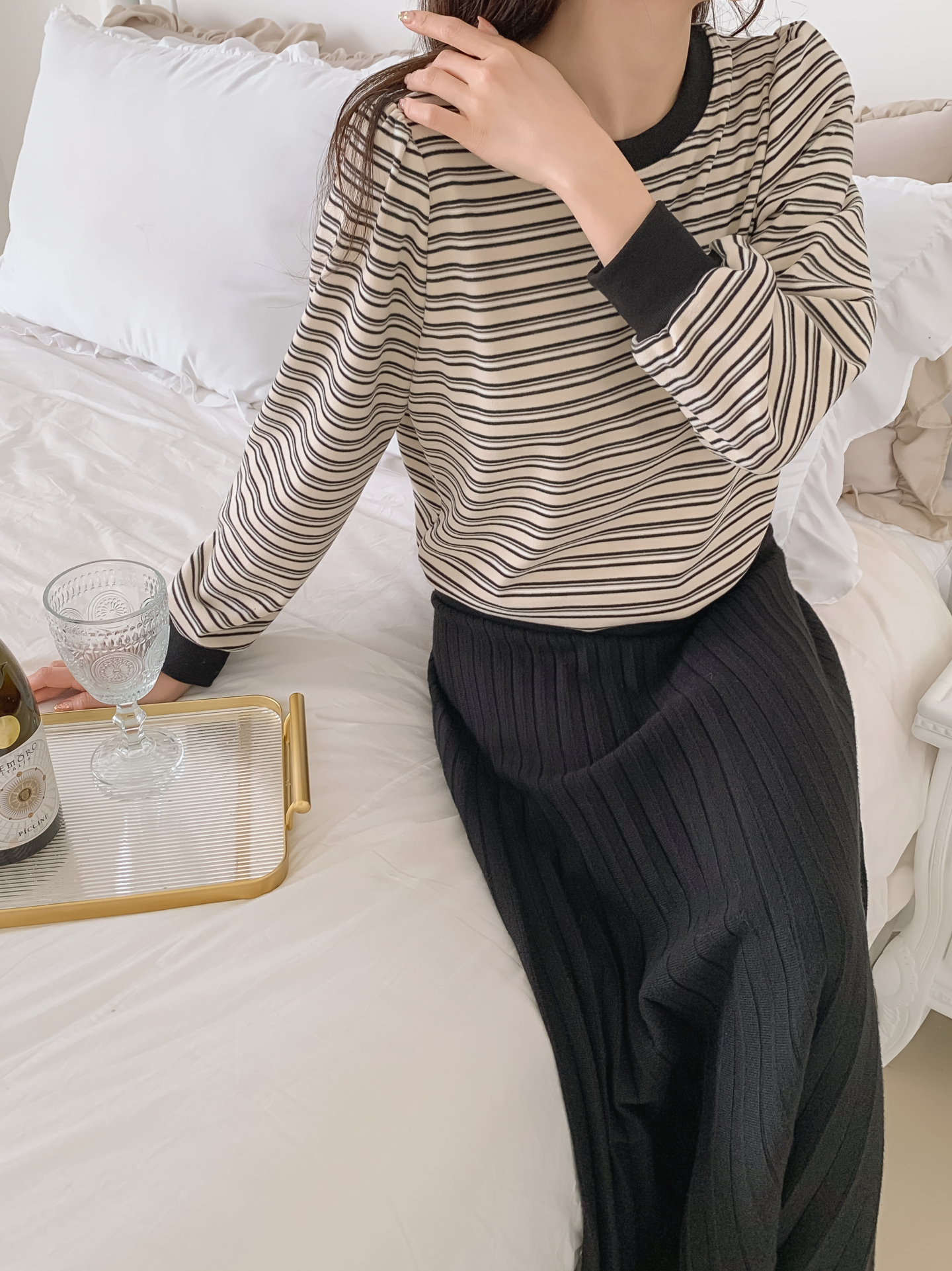 ラウンドネック長袖ボーダースウェット | 詳細画像29