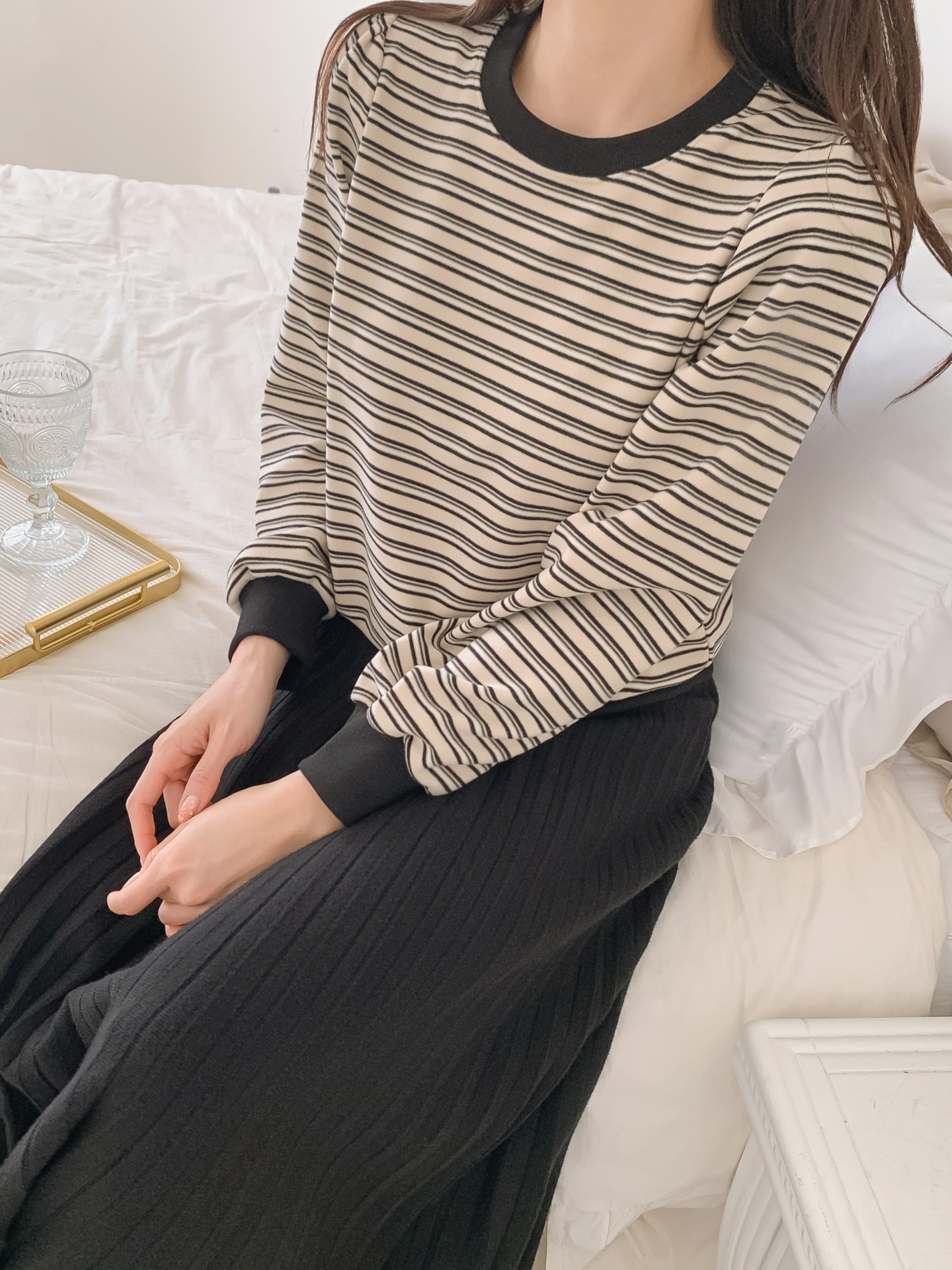 ラウンドネック長袖ボーダースウェット | 詳細画像30