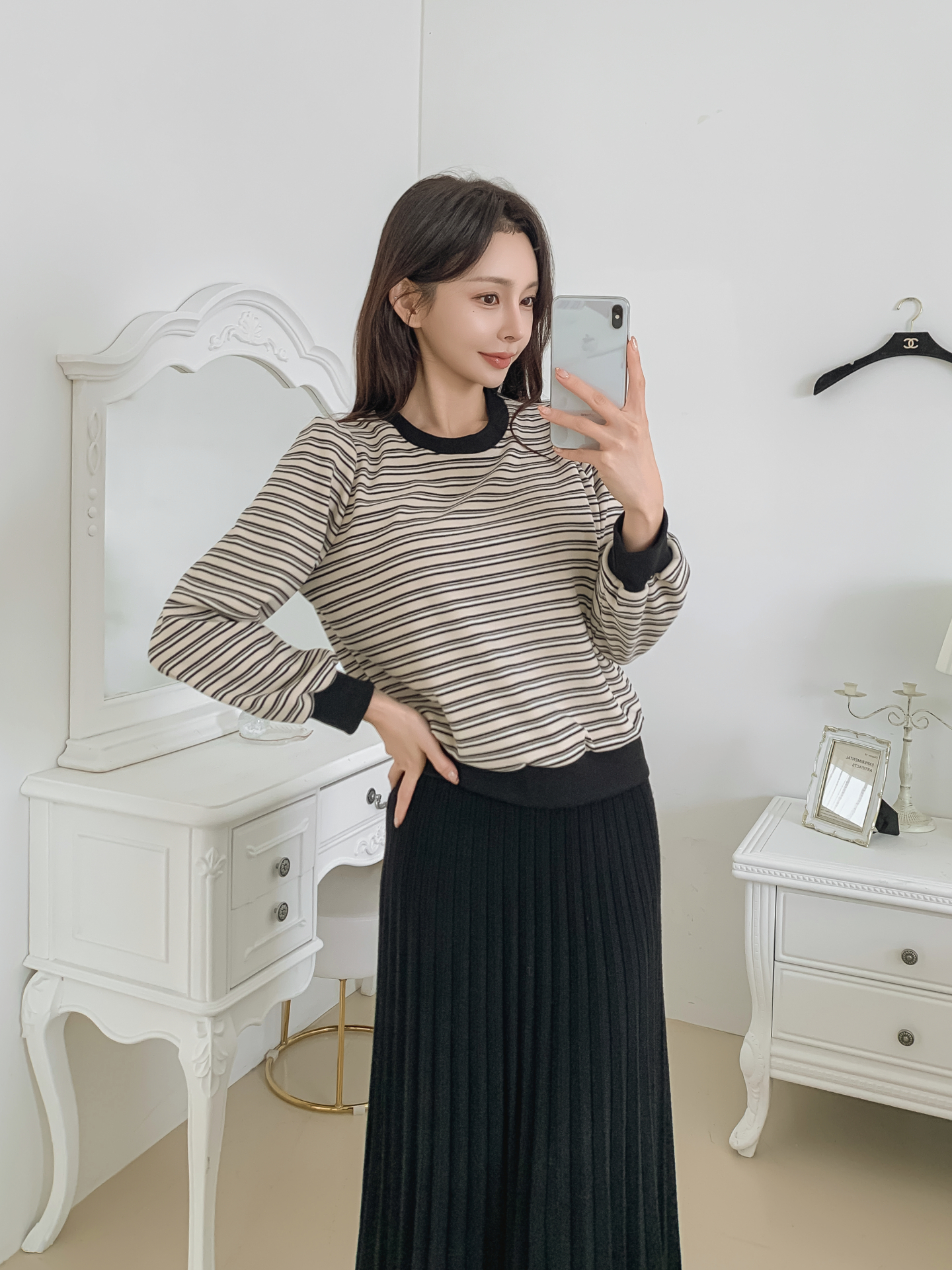 ラウンドネック長袖ボーダースウェット | 詳細画像32