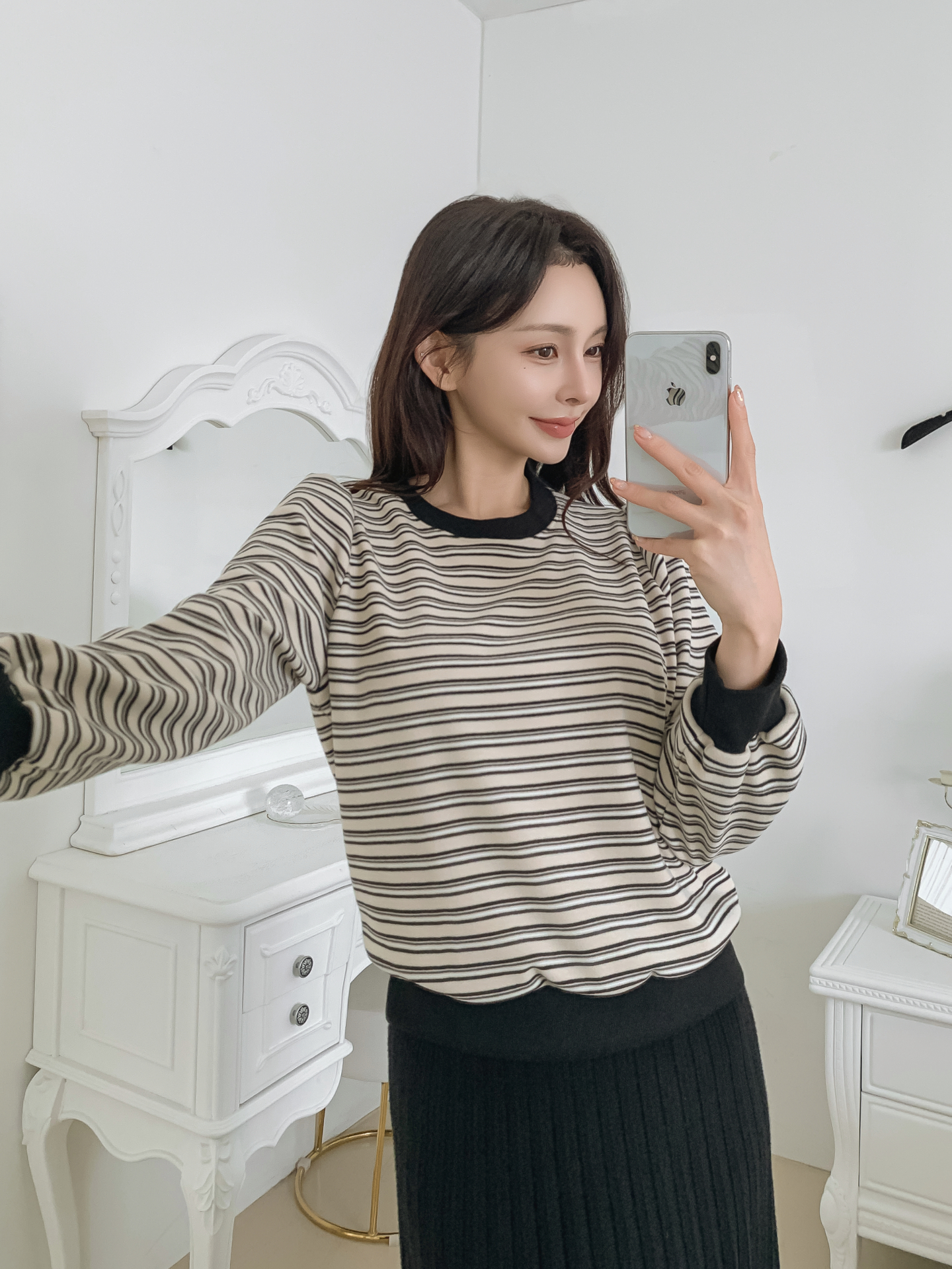 ラウンドネック長袖ボーダースウェット | 詳細画像33