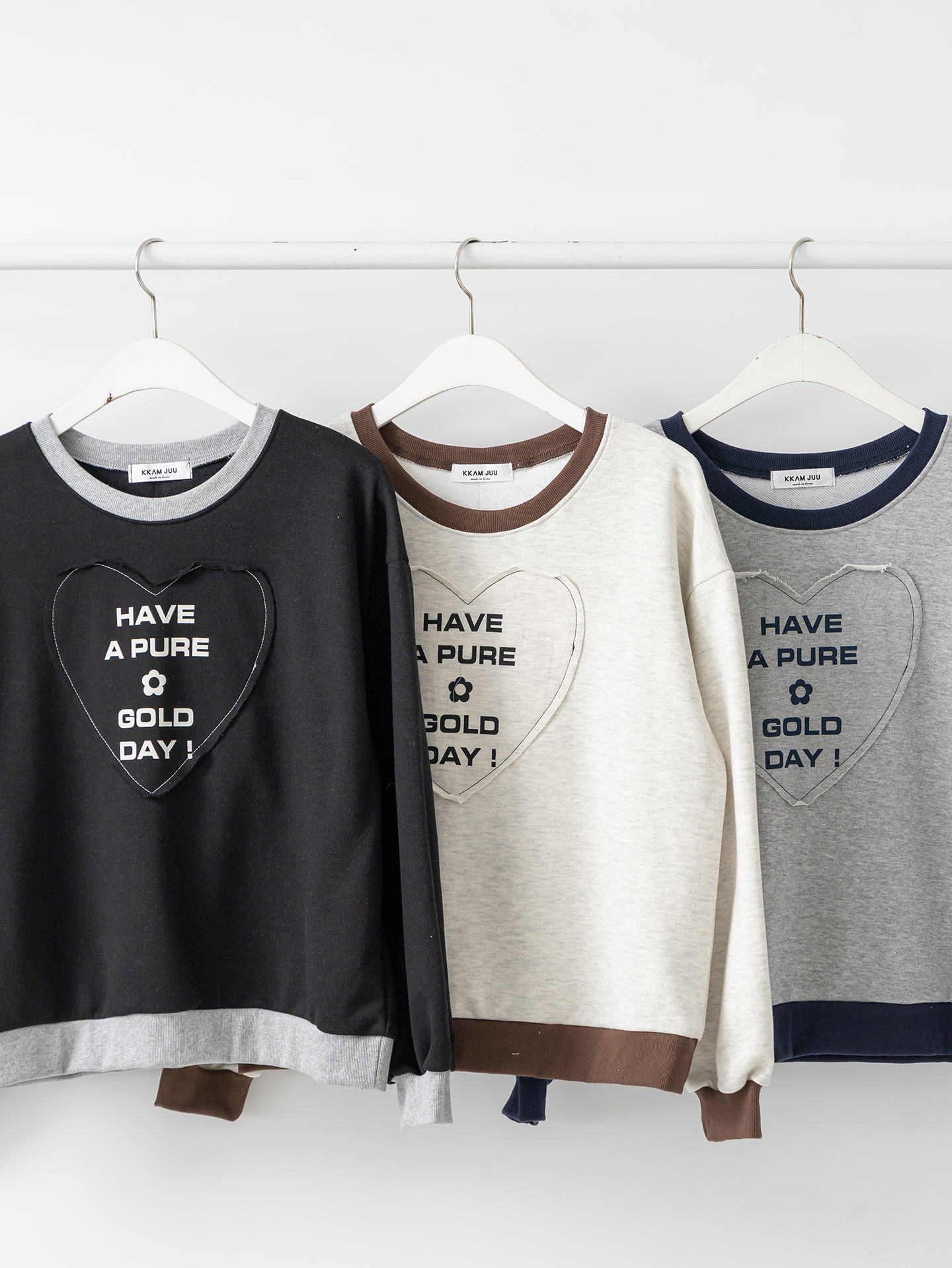 ラウンドネック長袖配色ハートスウェット | 詳細画像3