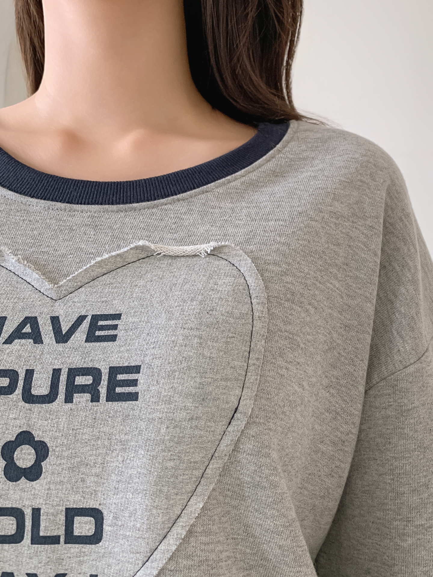 ラウンドネック長袖配色ハートスウェット | 詳細画像8