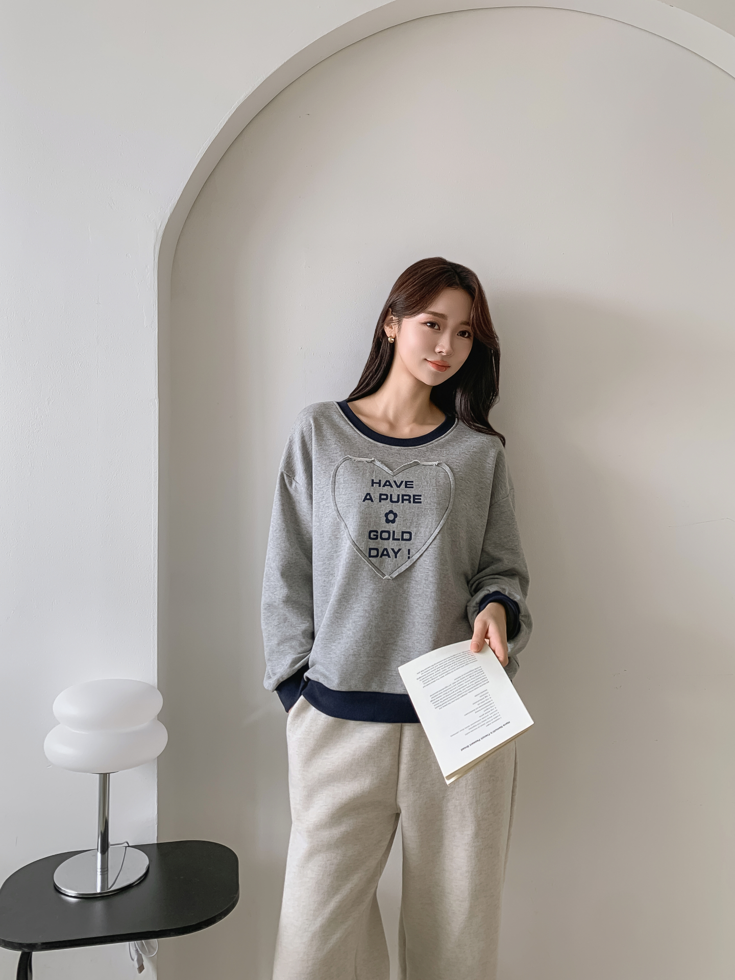 ラウンドネック長袖配色ハートスウェット | 詳細画像14