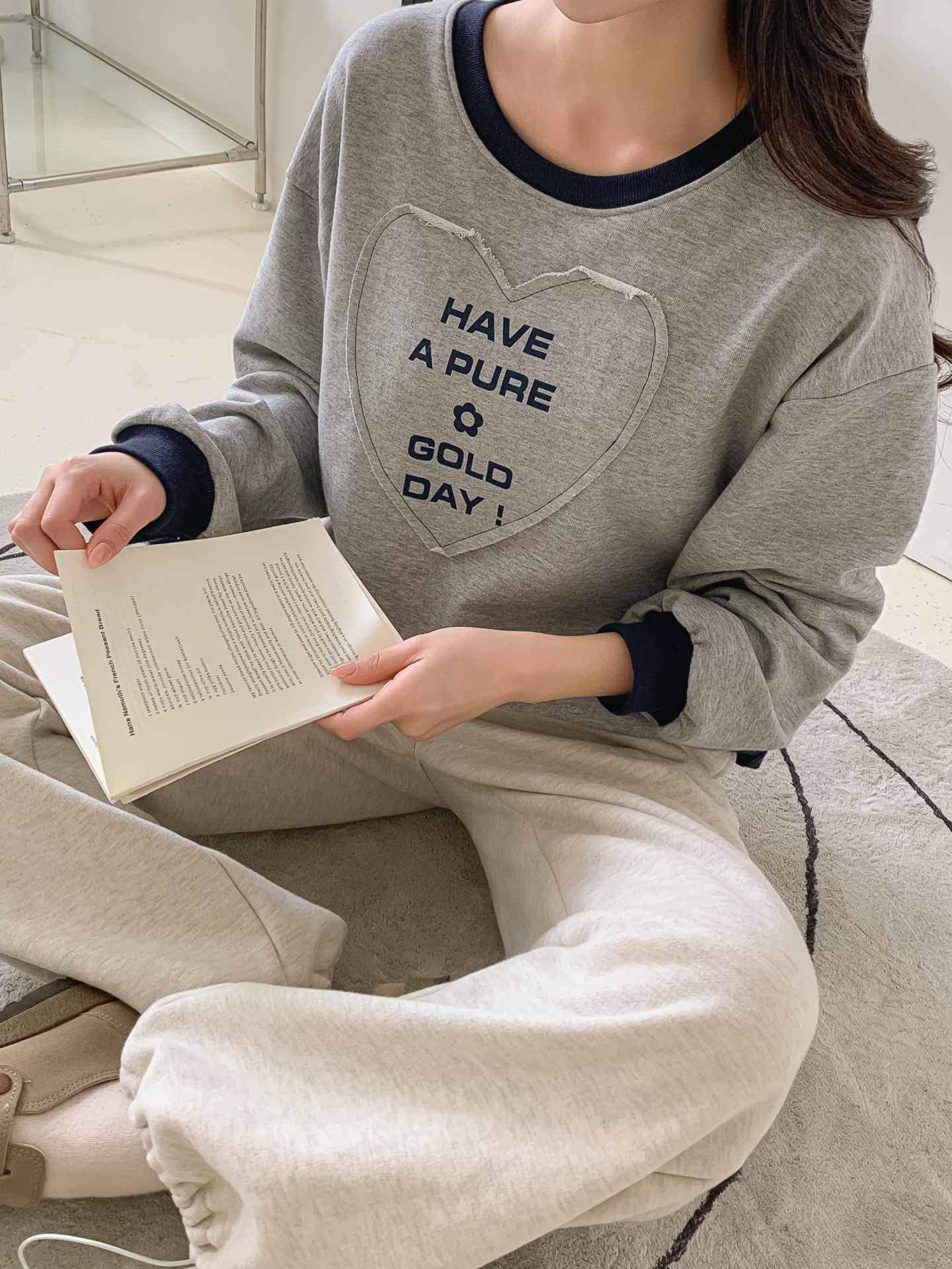 ラウンドネック長袖配色ハートスウェット | 詳細画像15